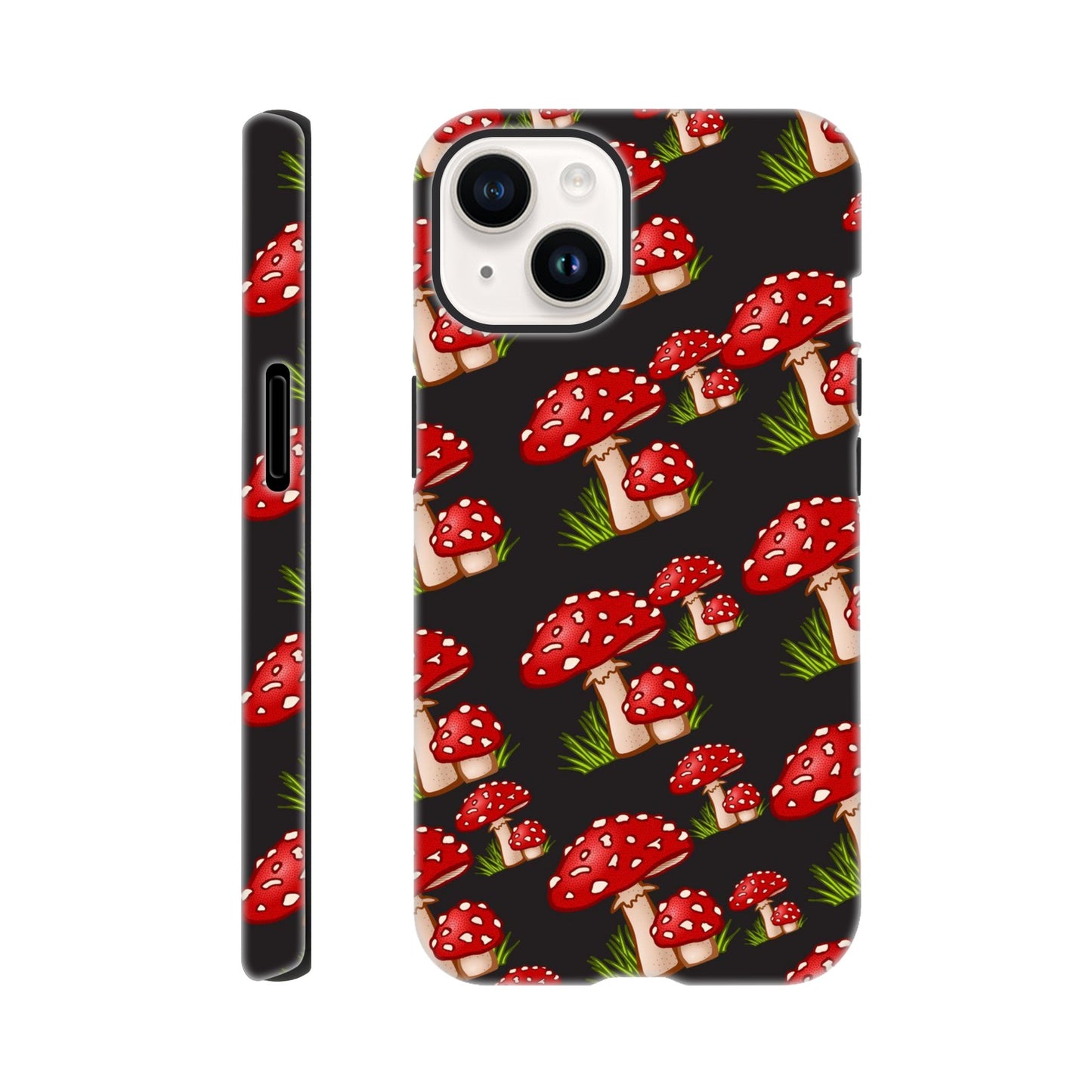 Fungi Fantasy tough phone case with whimsical mushroom pattern front view