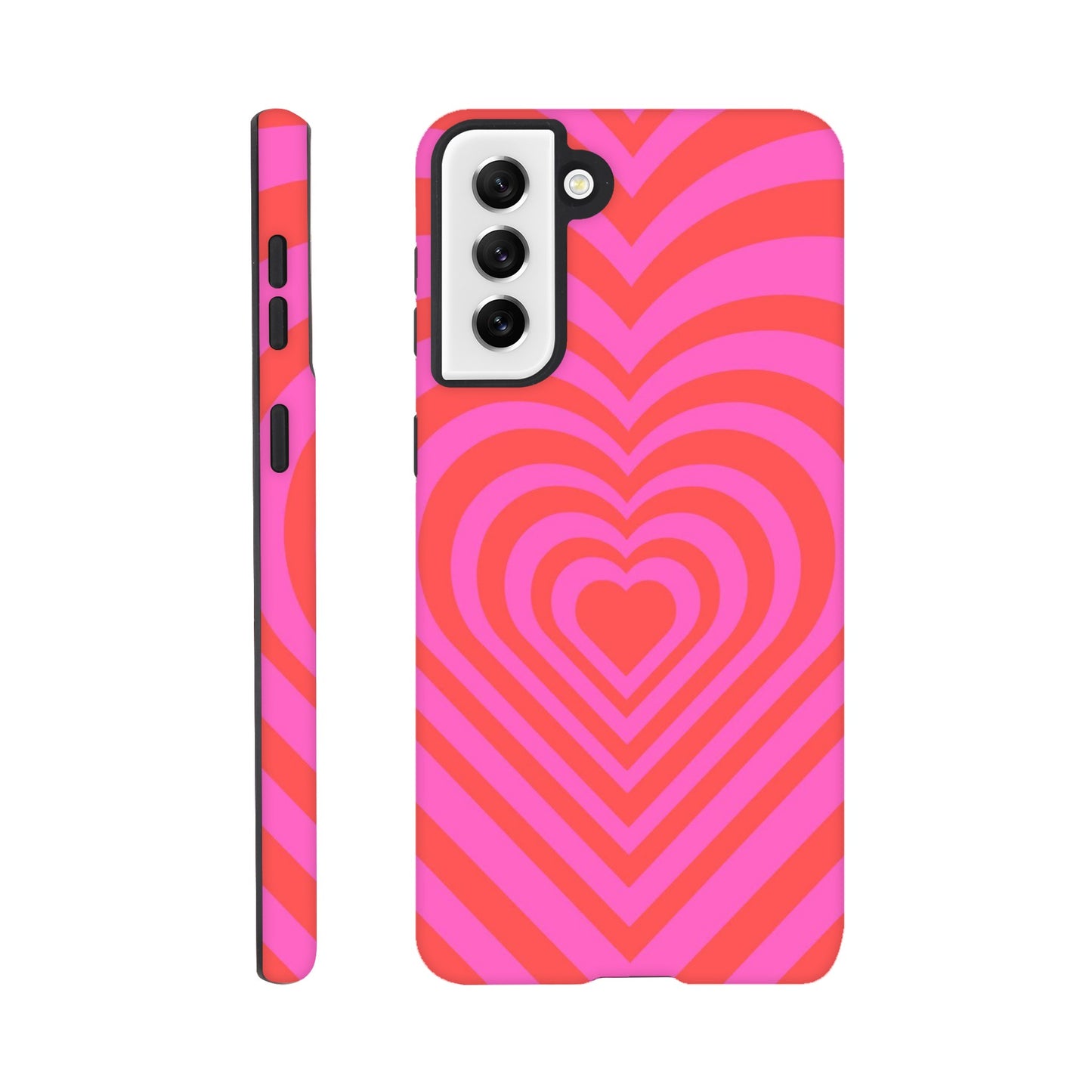 Heartbeat Hues - Pink tough case side view showcasing colorful design