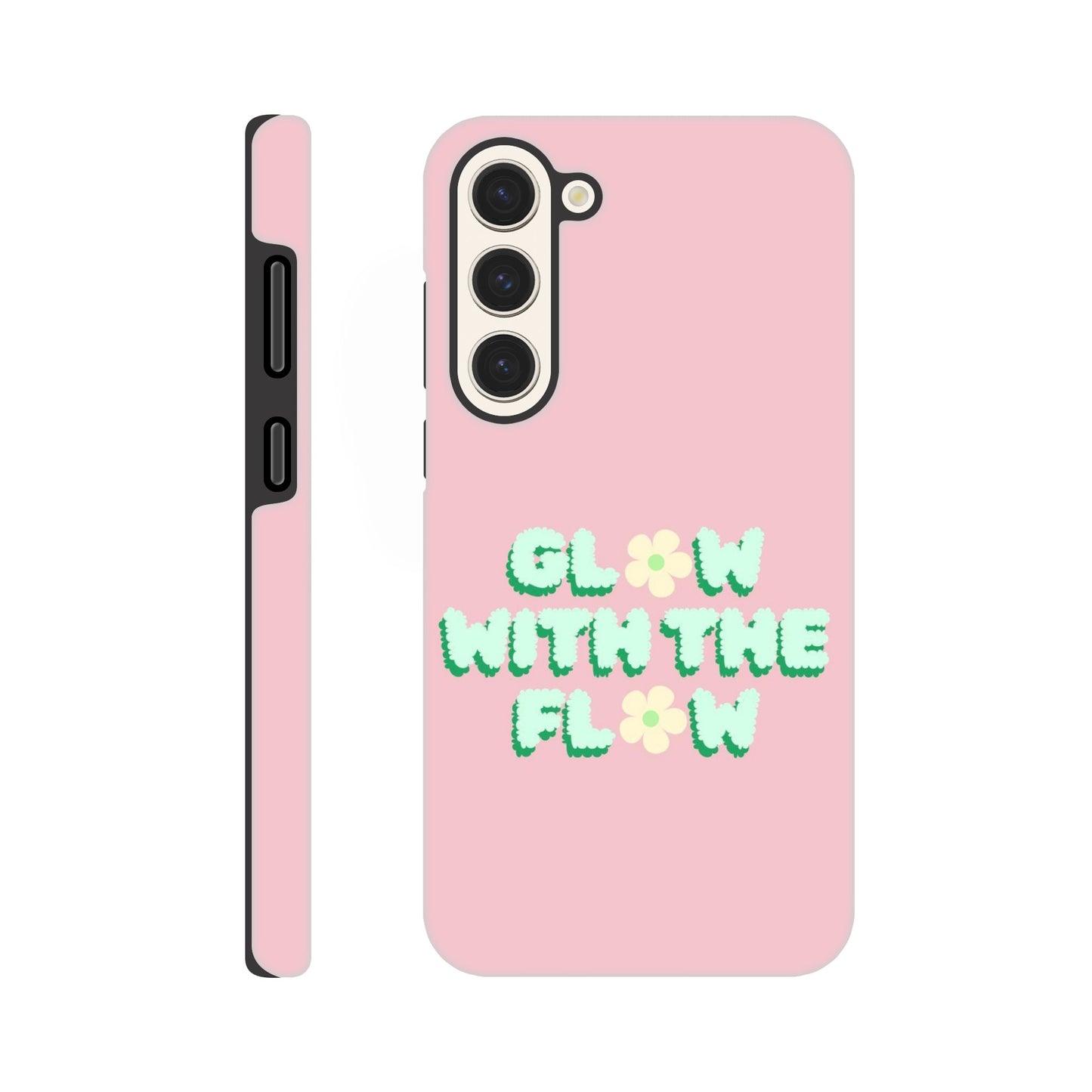 Glow With The Flow tough case side view showcasing vibrant design