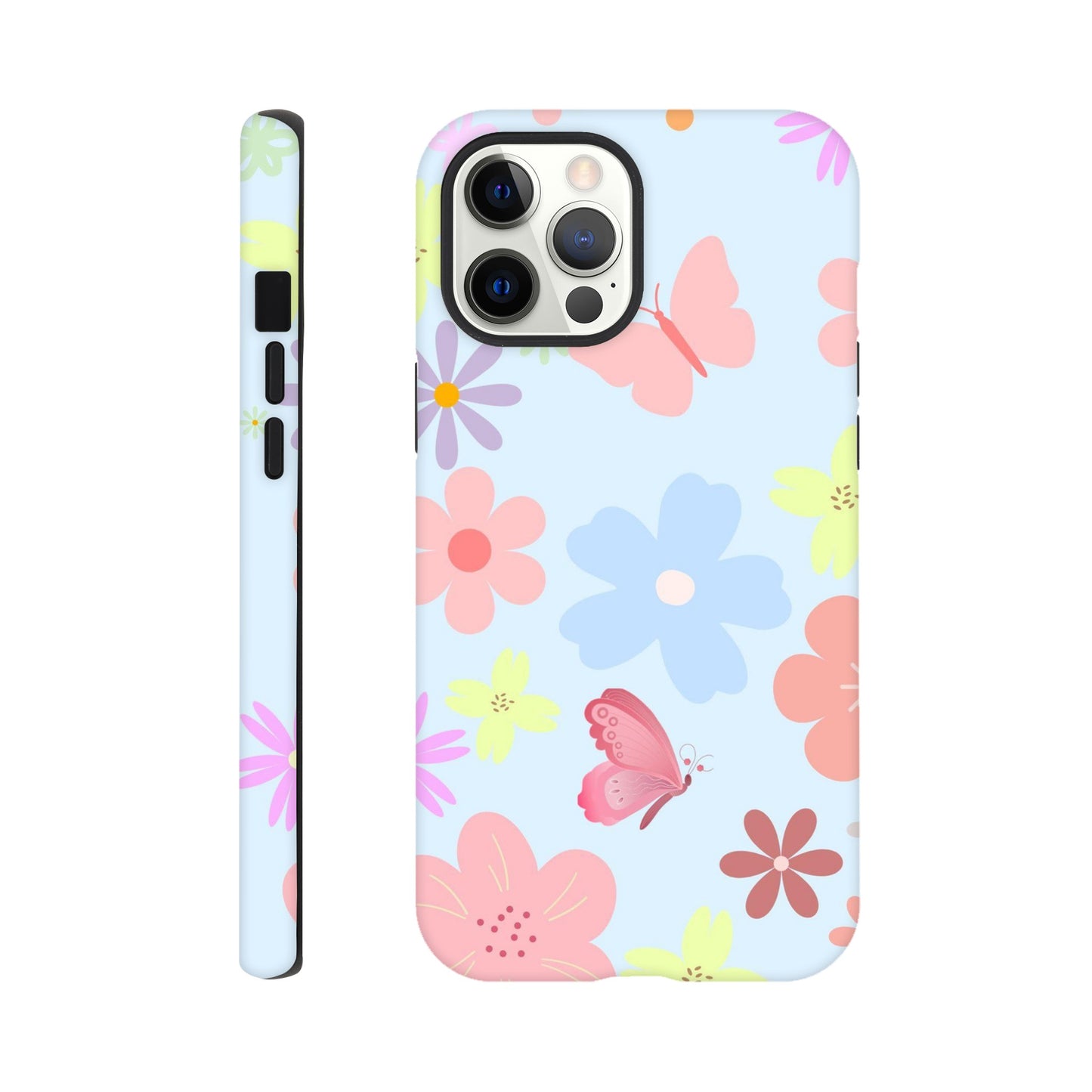 Butterfly Blossom tough case side view showcasing vibrant design