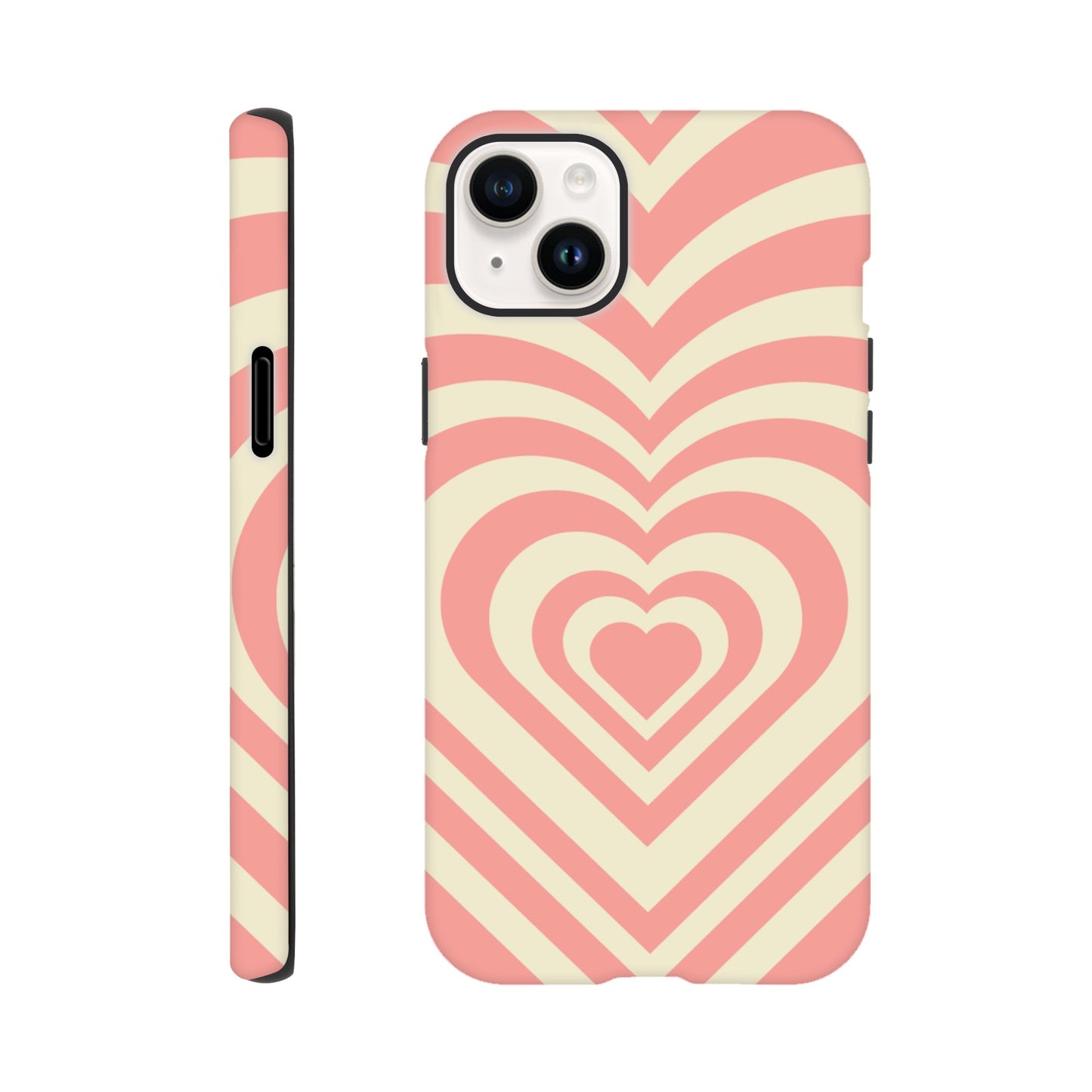 Pink and cream heart pattern tough phone case