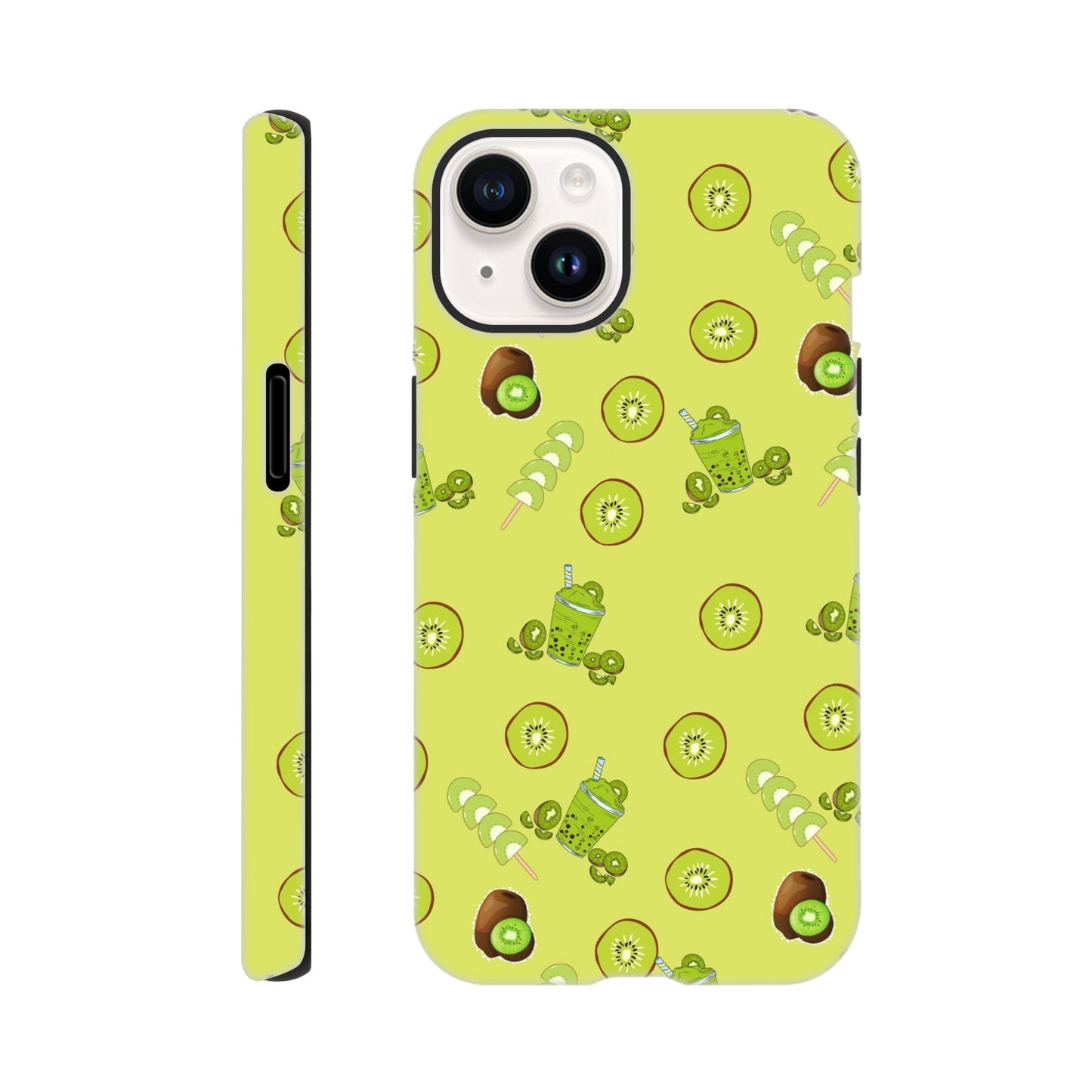 Kiwi Kicks tough phone case with playful kiwi pattern front view