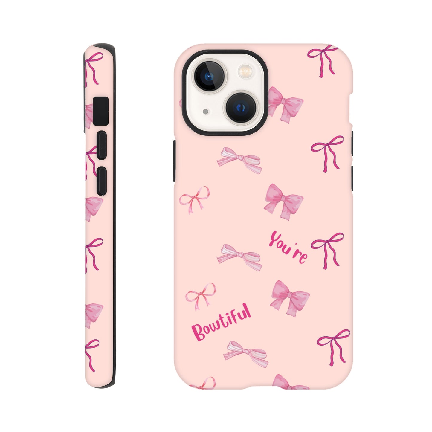 Bowtiful Bliss tough case side view showcasing vibrant design