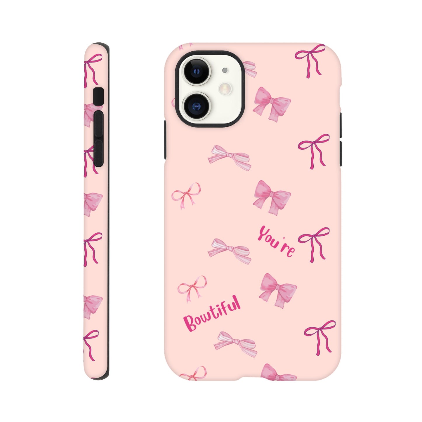 Bowtiful Bliss tough case side view showcasing vibrant design