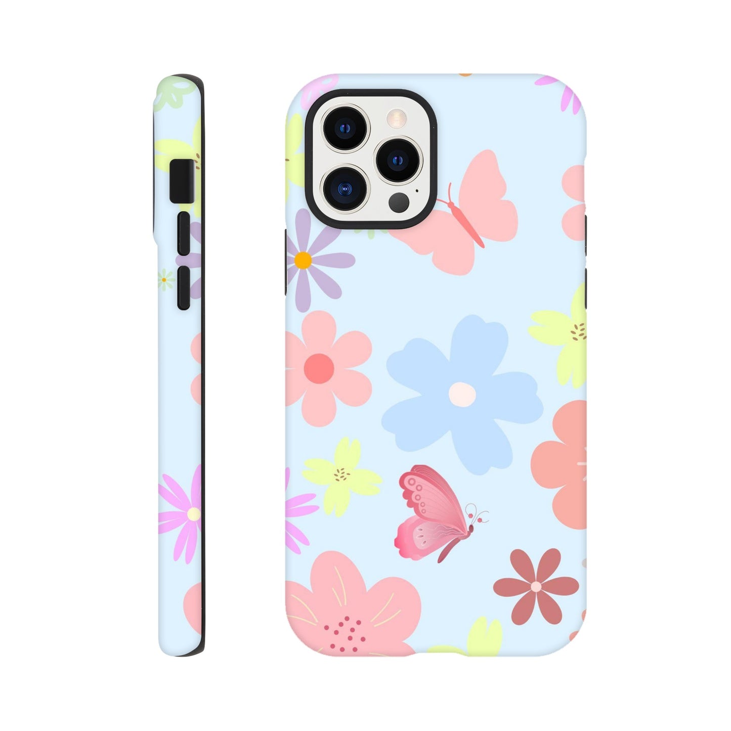 Butterfly Blossom tough case side view showcasing vibrant design