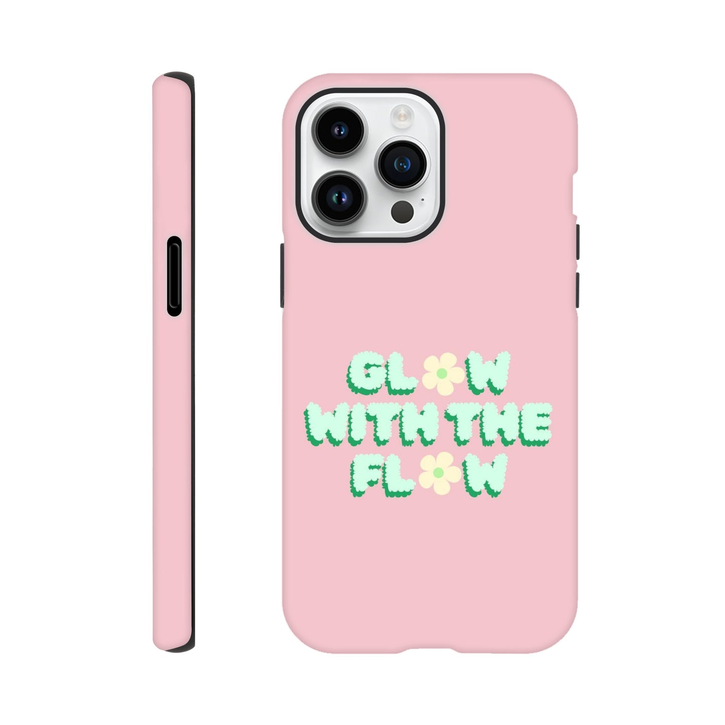 Glow With The Flow tough case side view showcasing vibrant design