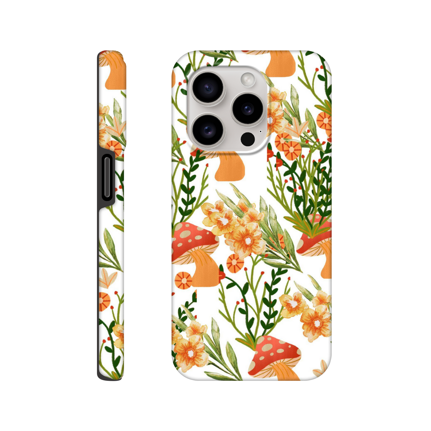 Ethereal Earth tough phone case with floral and mushroom pattern