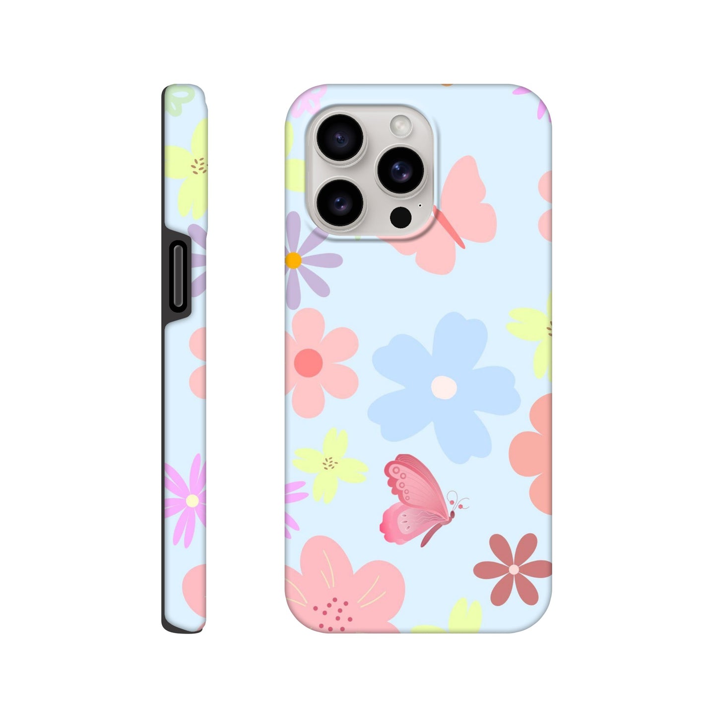 Butterfly Blossom tough phone case with floral and butterfly pattern front view