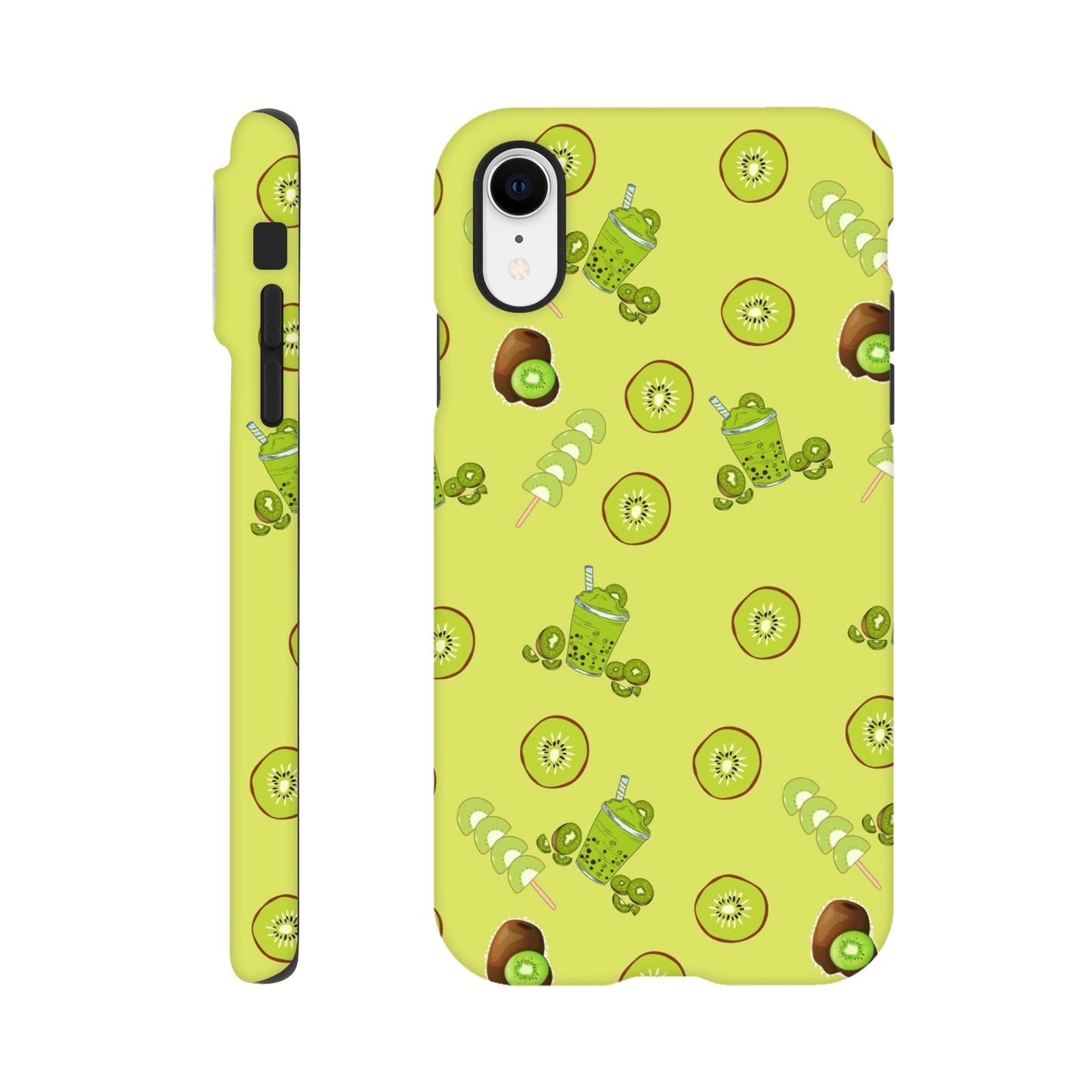 Kiwi Kicks tough phone case with playful kiwi pattern front view