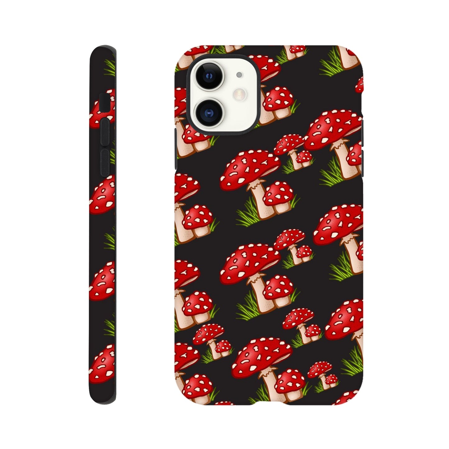 Fungi Fantasy tough phone case with whimsical mushroom pattern front view