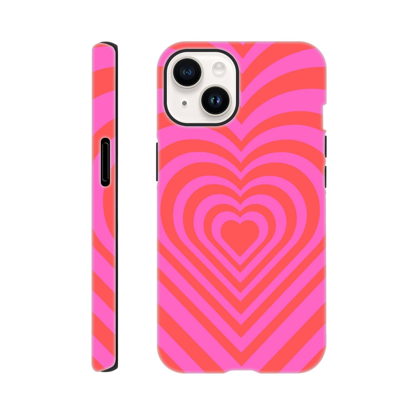 Heartbeat Hues - Pink tough case side view showcasing colorful design