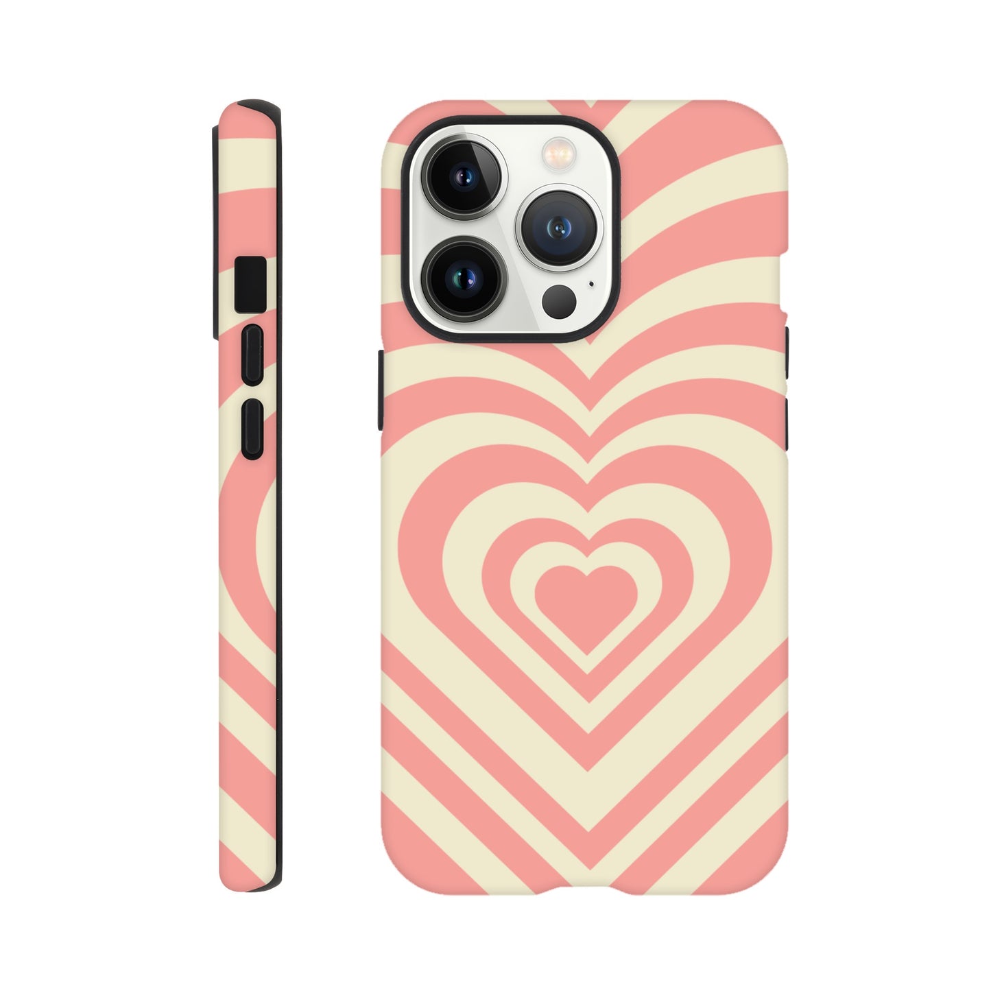 Pink and cream heart pattern tough phone case