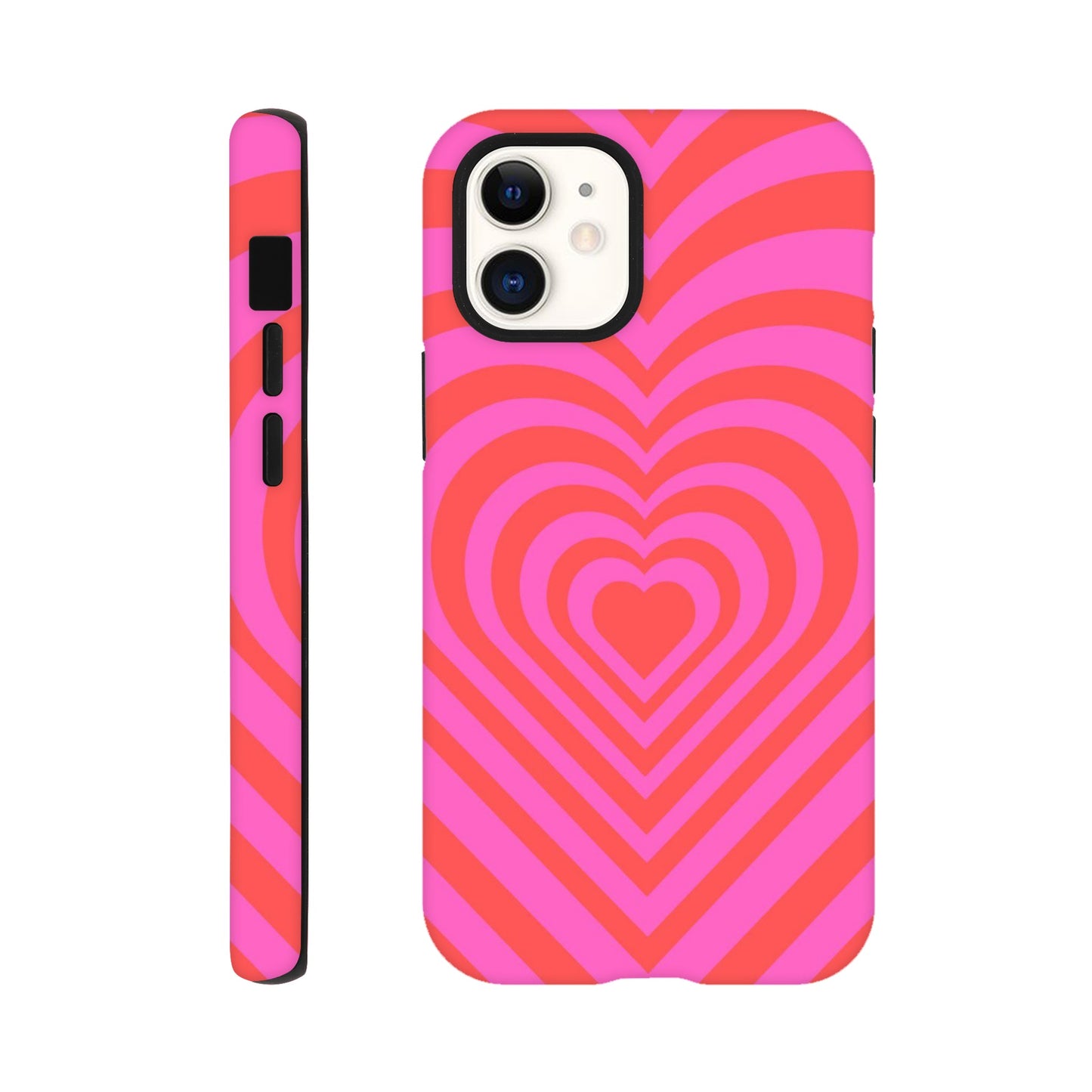 Heartbeat Hues - Pink tough case side view showcasing colorful design