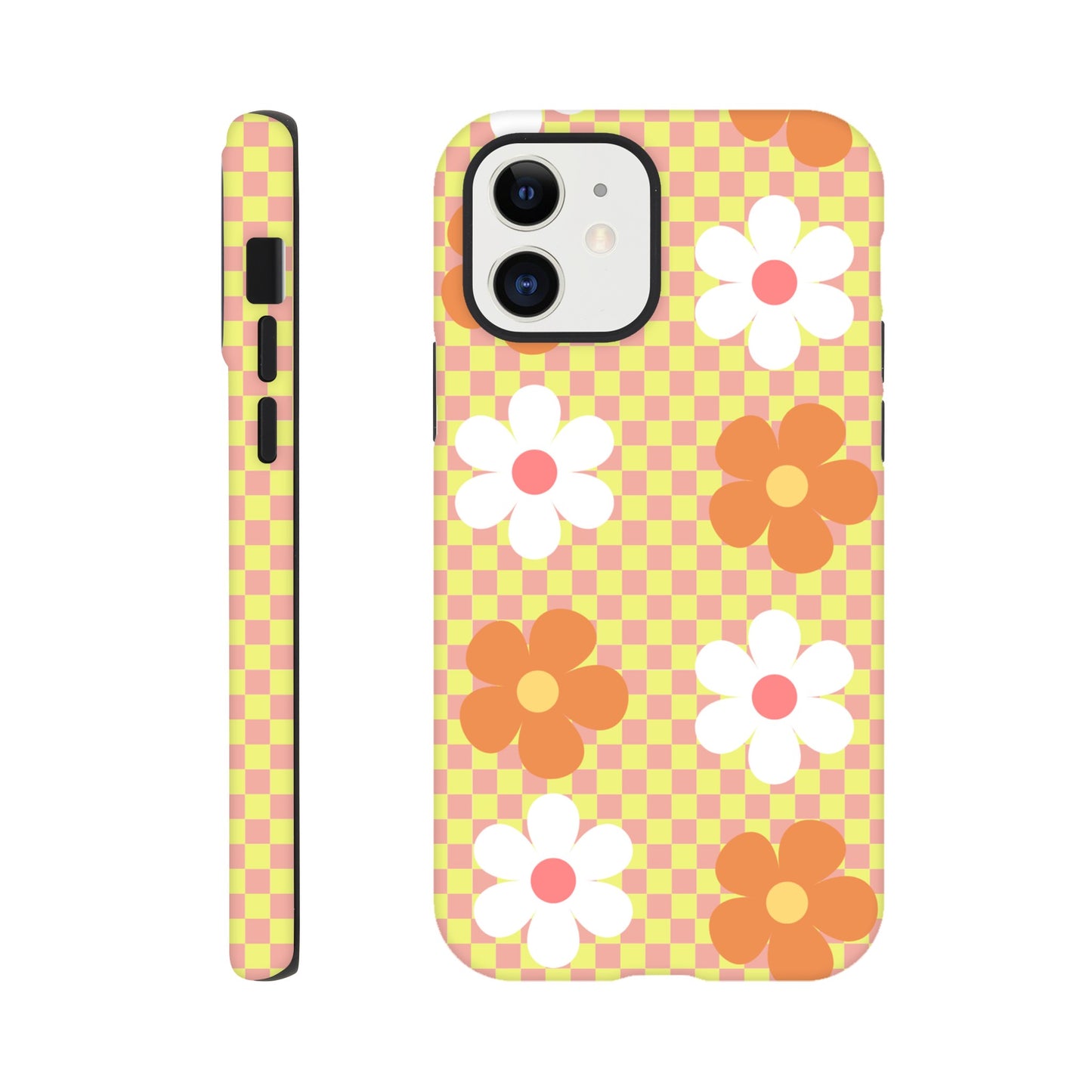 Blossom Blocks tough case side view showcasing vibrant floral design