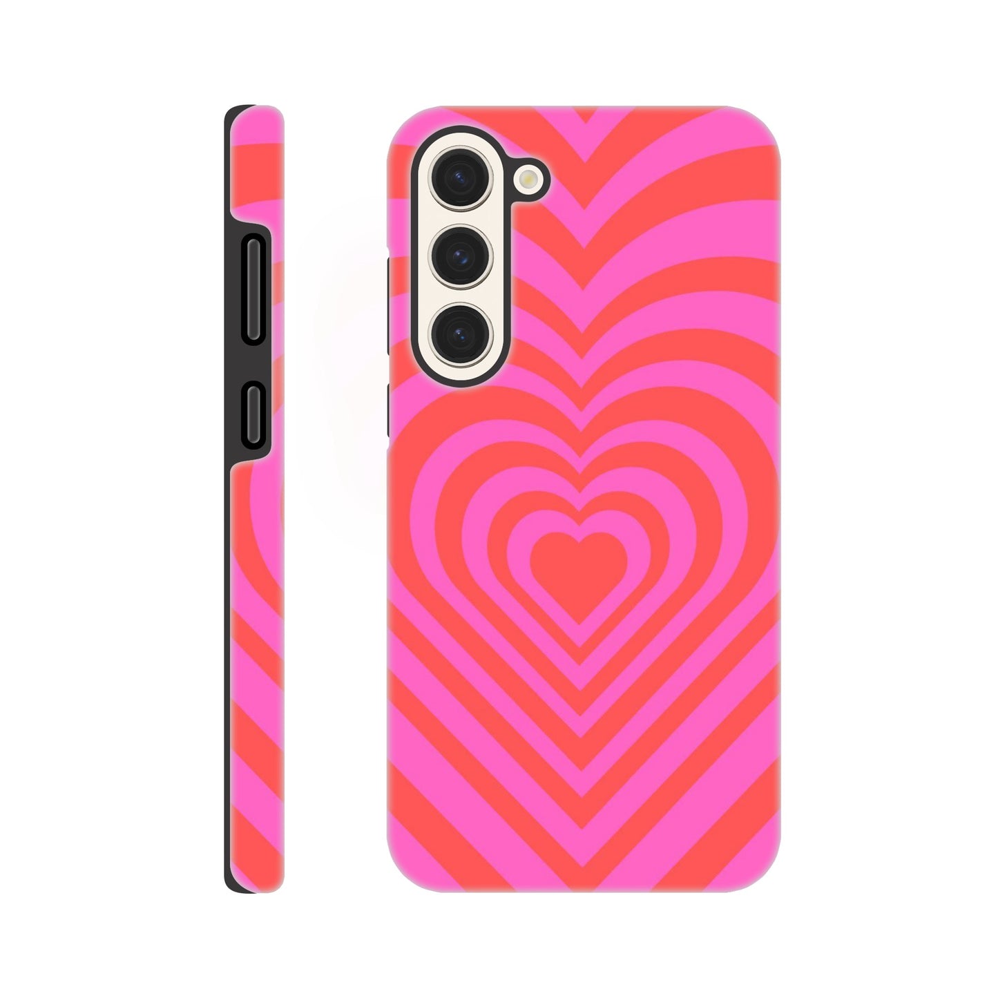 Heartbeat Hues - Pink tough case side view showcasing colorful design