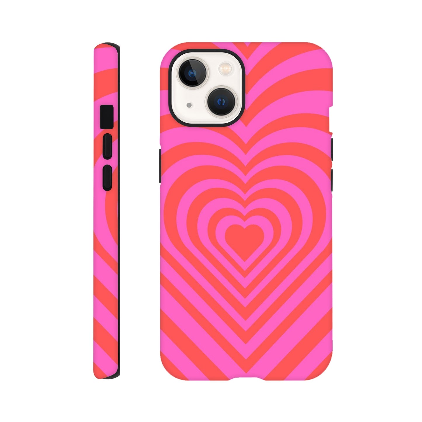 Heartbeat Hues - Pink tough phone case with vibrant heart pattern front view