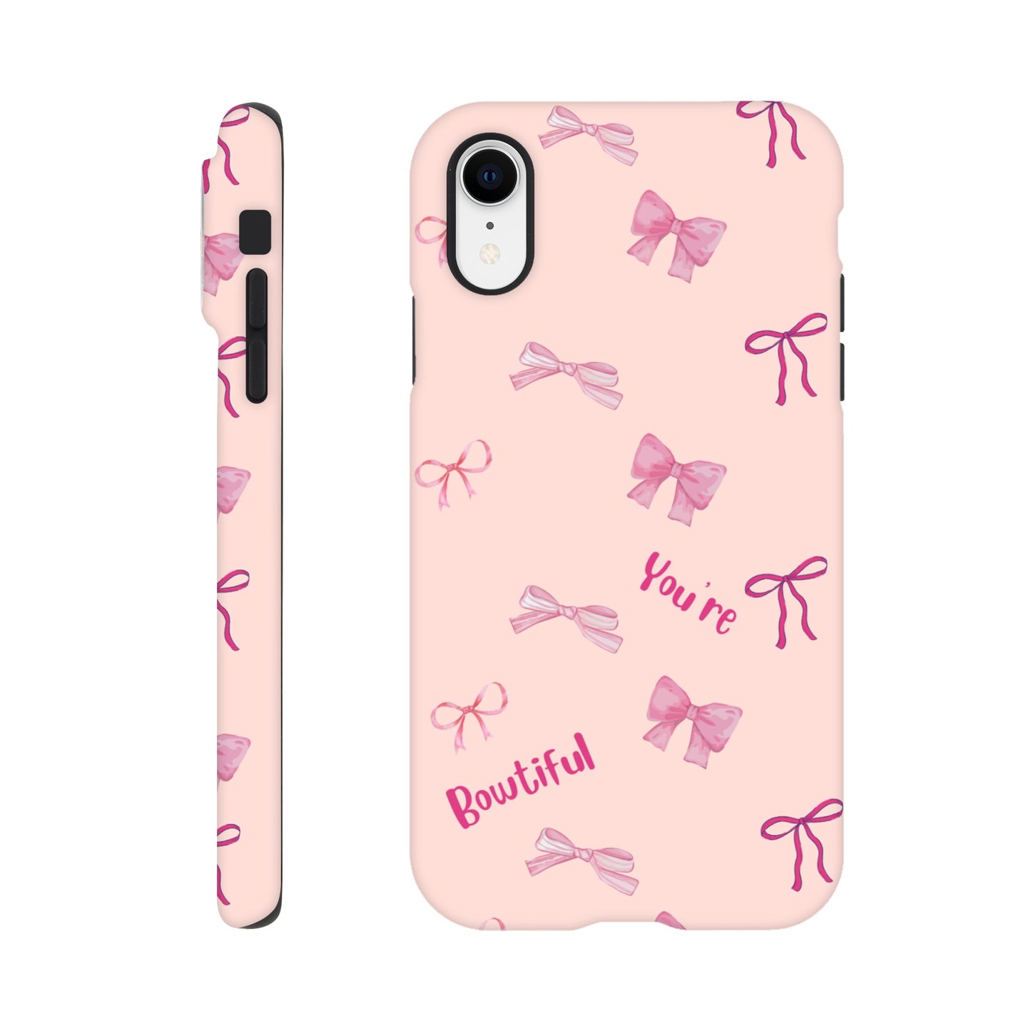 Bowtiful Bliss tough case side view showcasing vibrant design