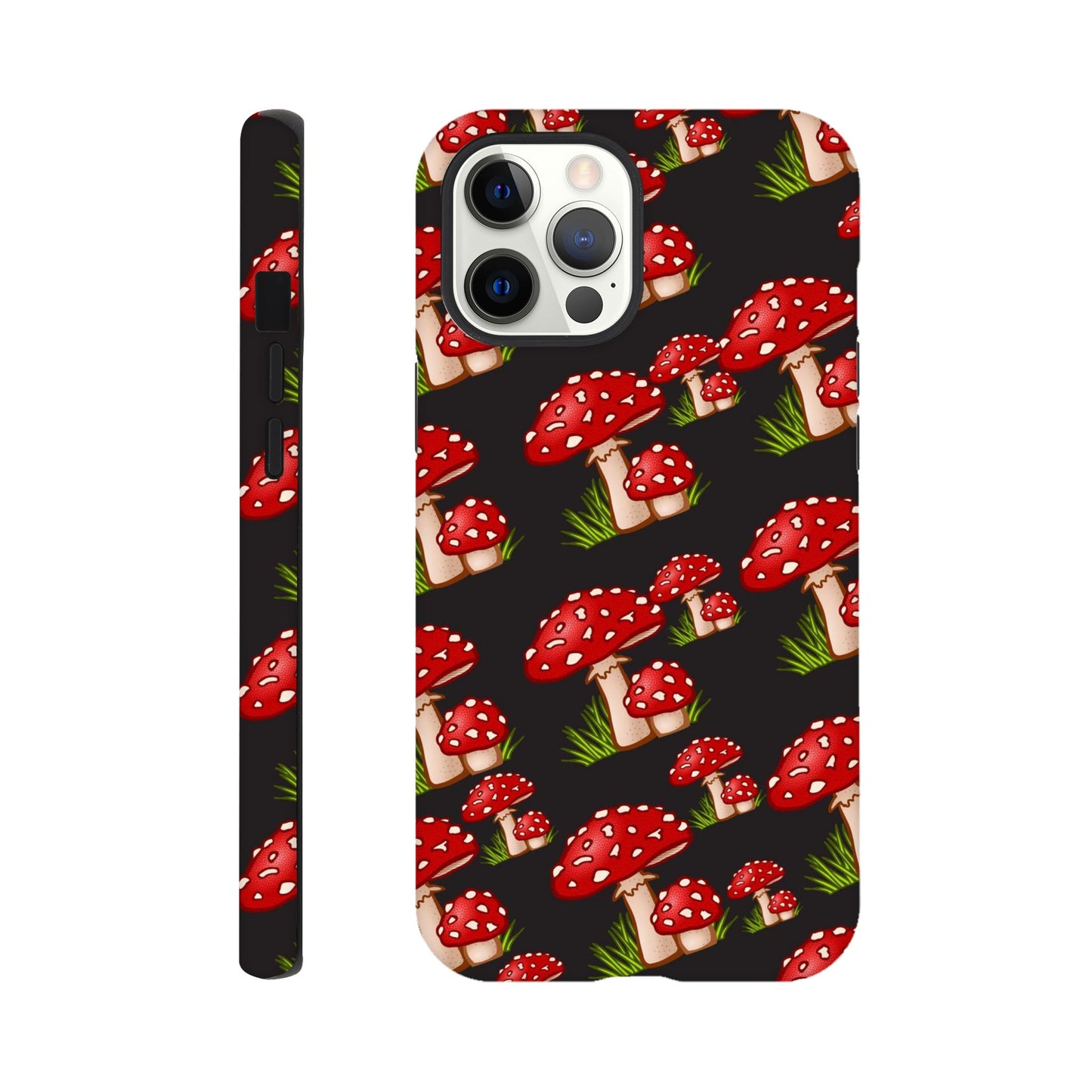 Fungi Fantasy tough phone case with whimsical mushroom pattern front view