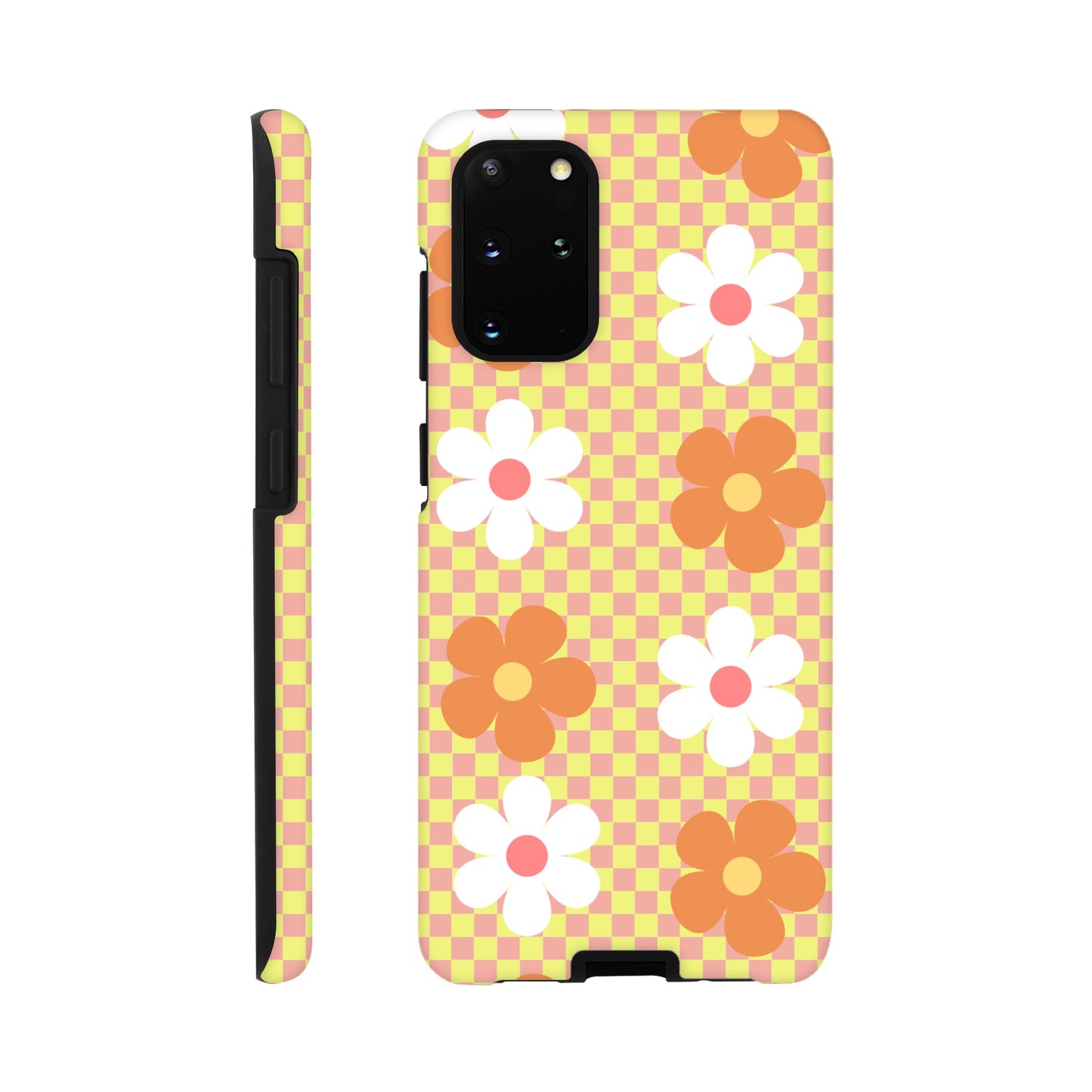 Blossom Blocks tough case side view showcasing vibrant floral design