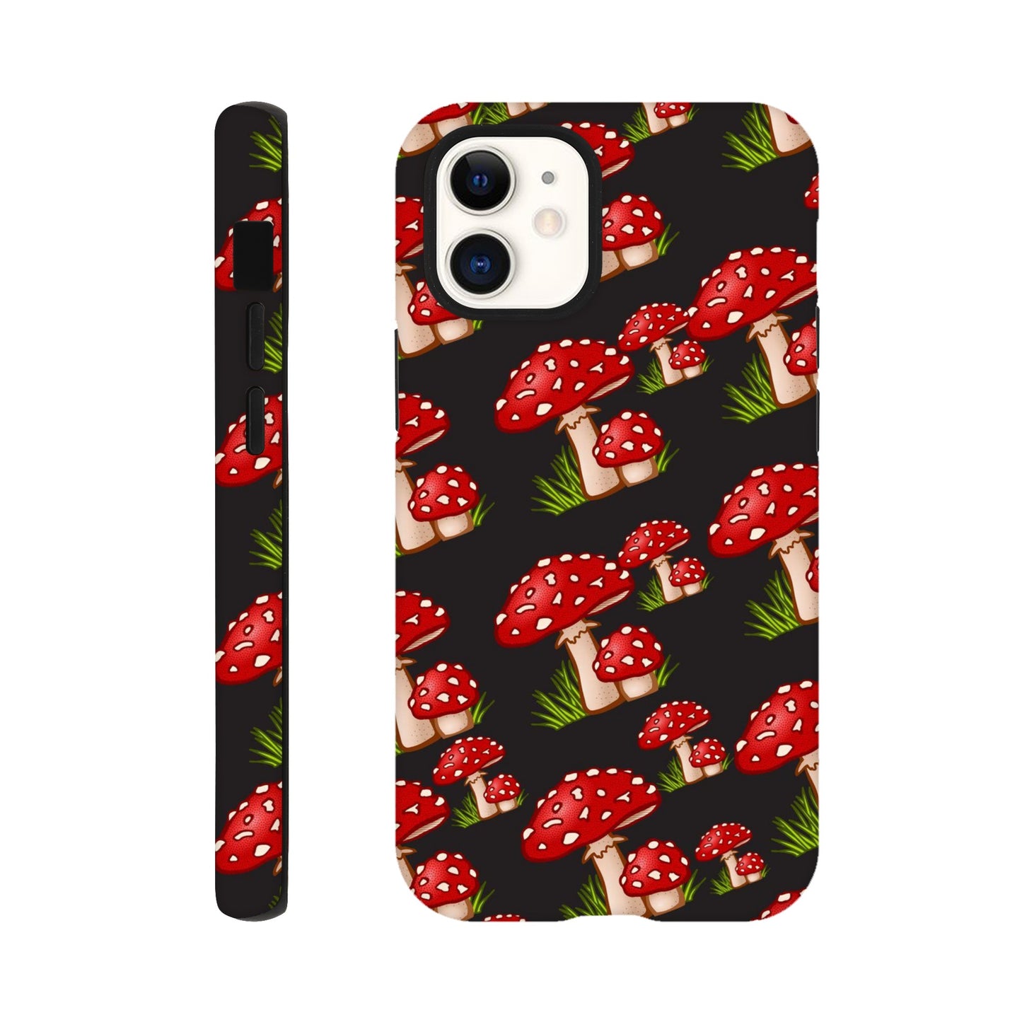 Fungi Fantasy tough case side view showcasing colorful mushroom design