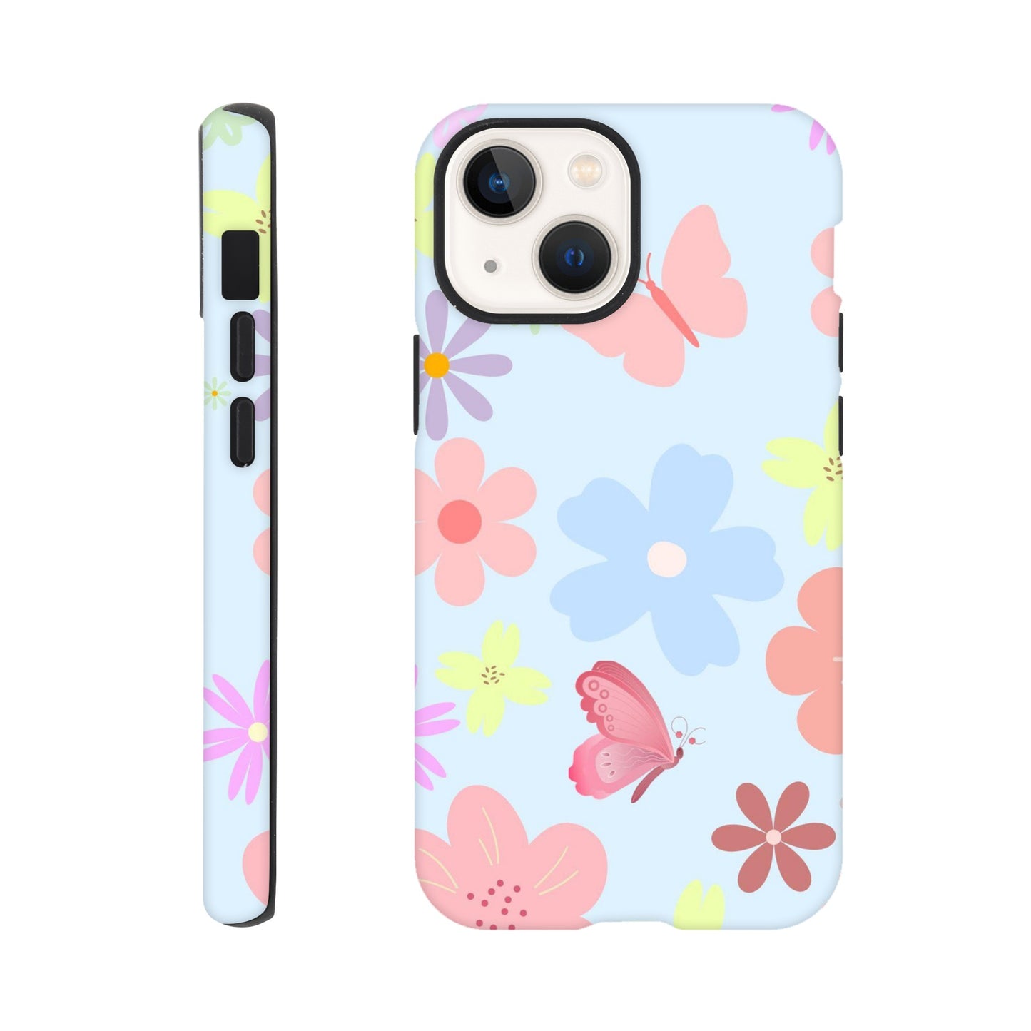 Butterfly Blossom tough case side view showcasing vibrant design