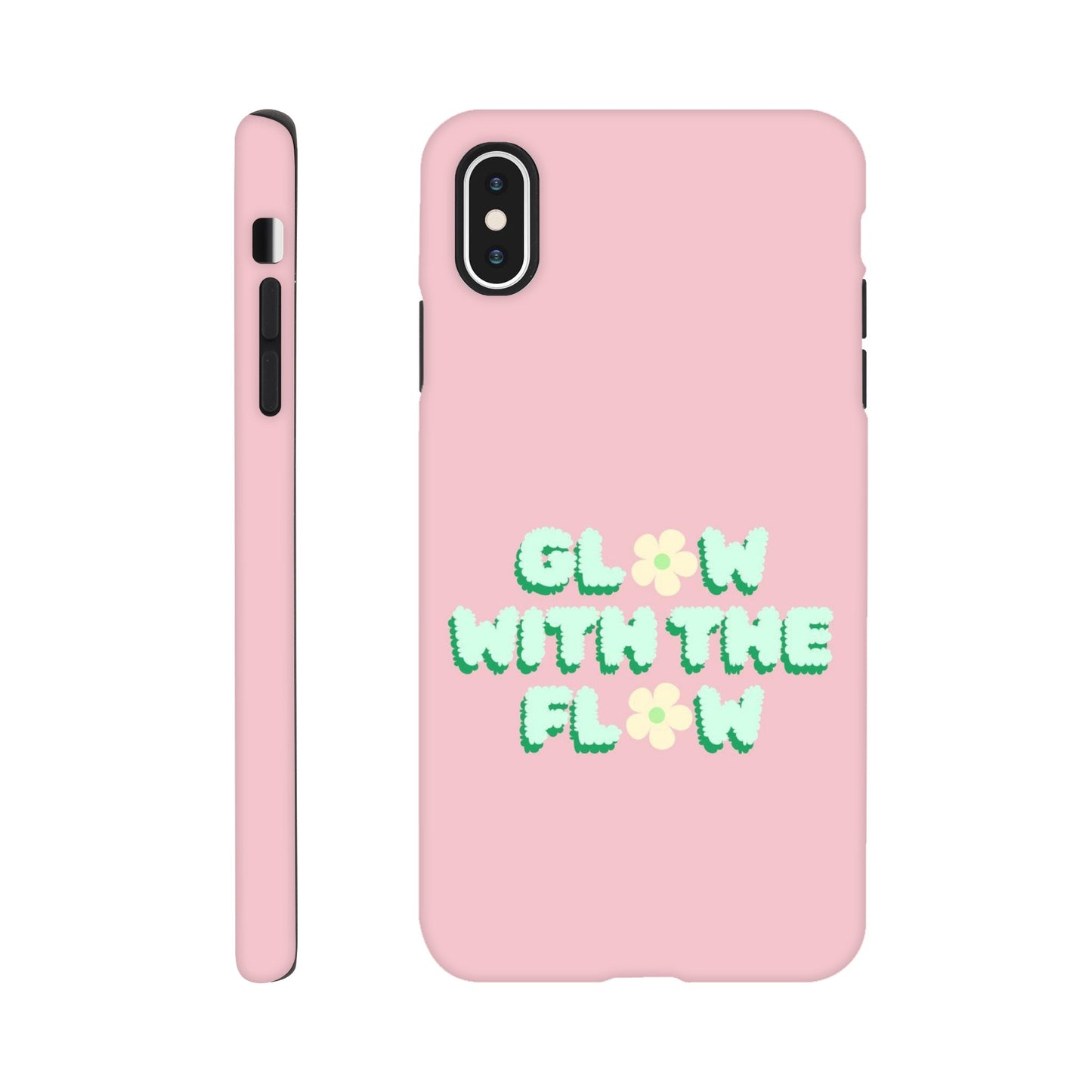 Glow With The Flow tough case side view showcasing vibrant design