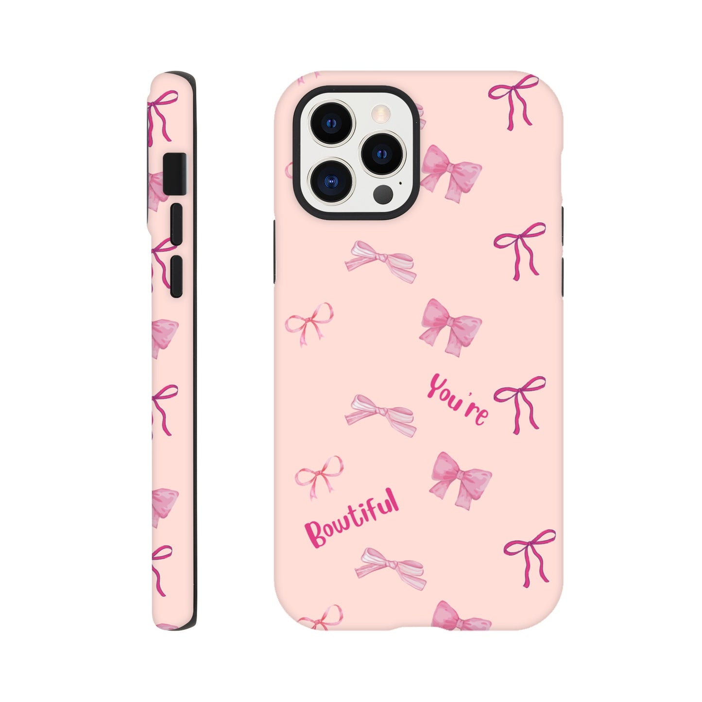 Bowtiful Bliss tough case side view showcasing vibrant design