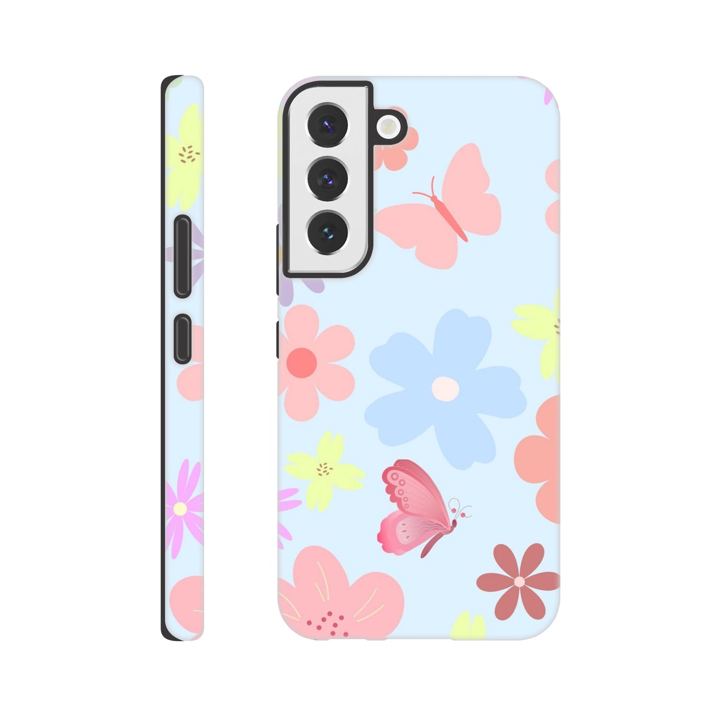 Butterfly Blossom tough case side view showcasing vibrant design