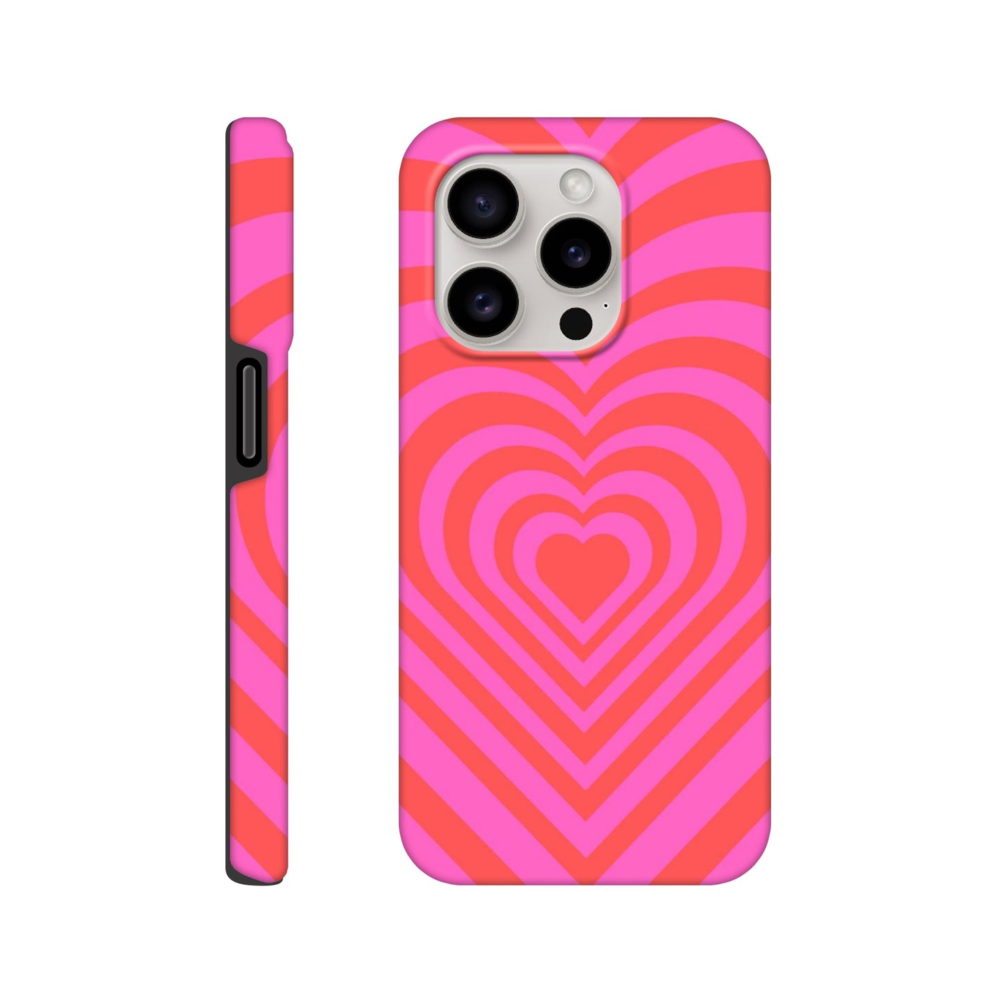 Heartbeat Hues - Pink tough phone case with vibrant heart pattern front view