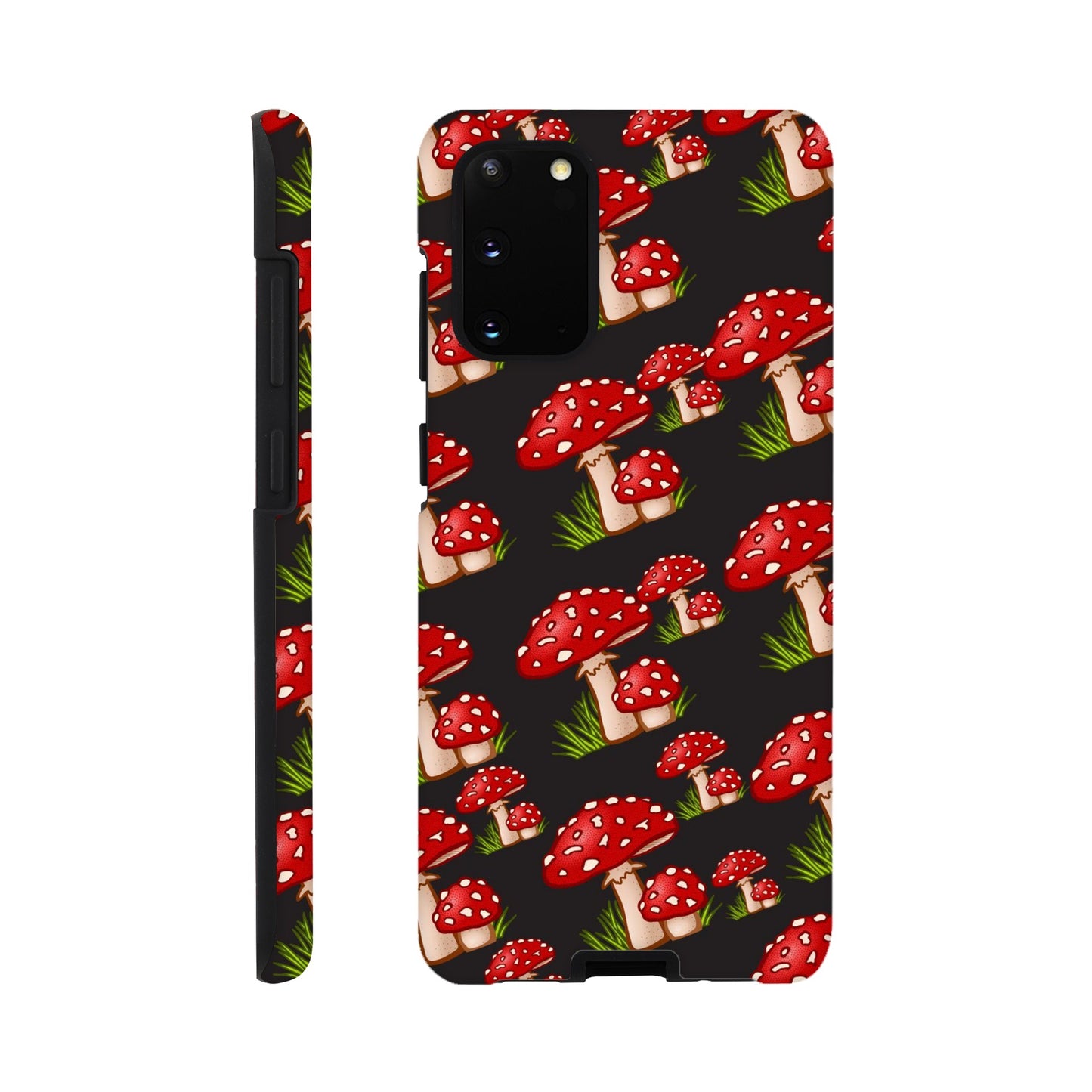 Fungi Fantasy tough phone case with whimsical mushroom pattern front view