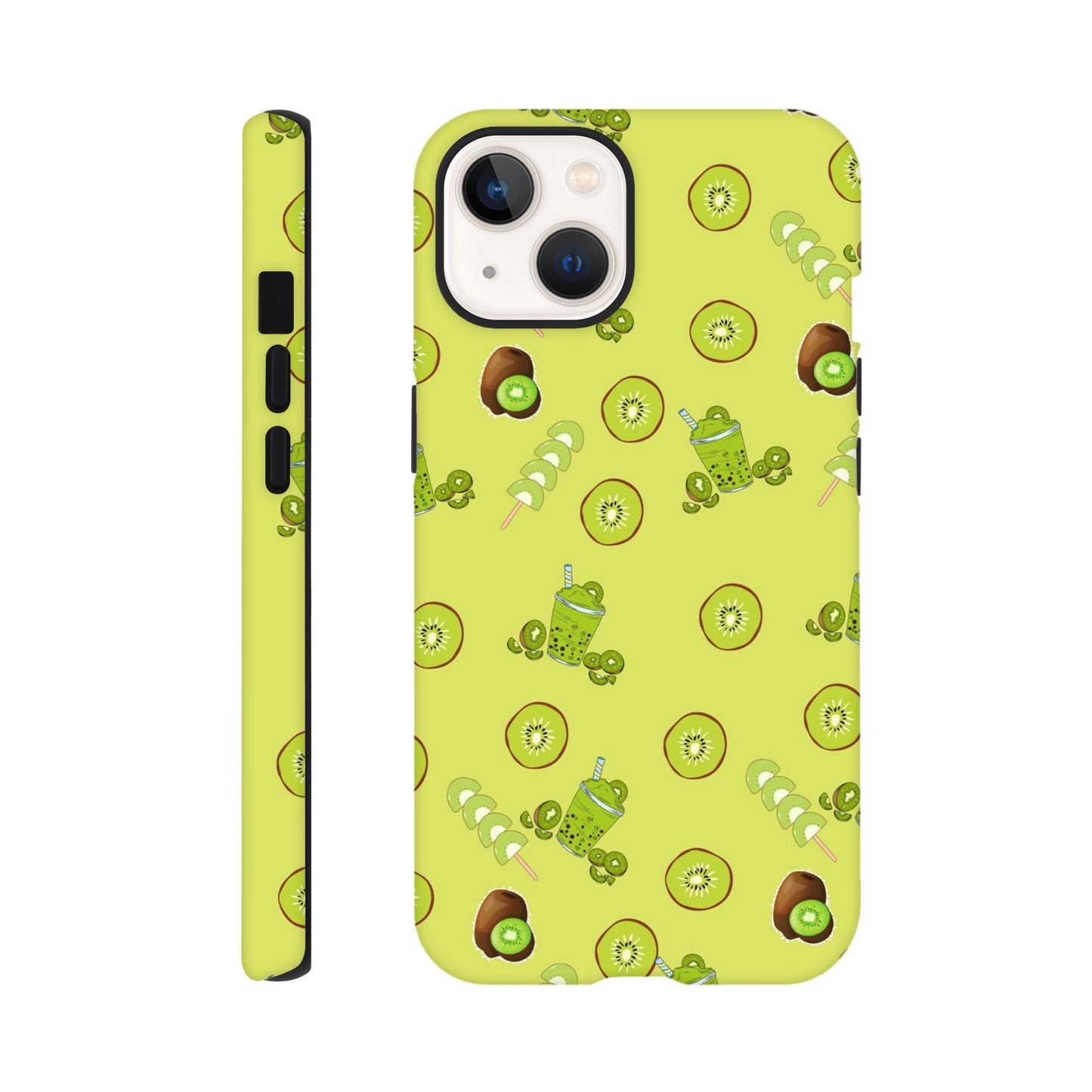 Kiwi Kicks tough phone case with playful kiwi pattern front view