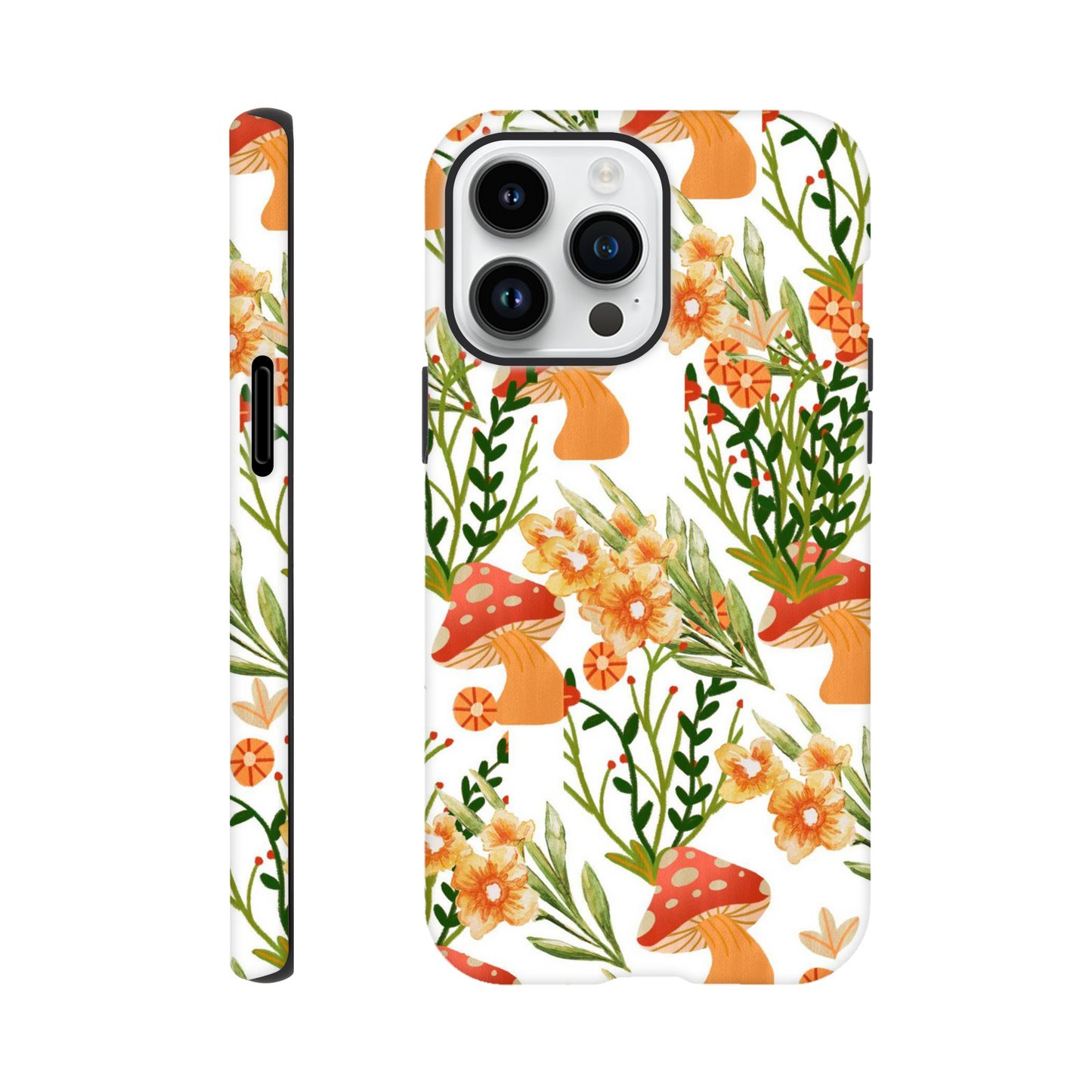 Ethereal Earth tough phone case with floral and mushroom pattern