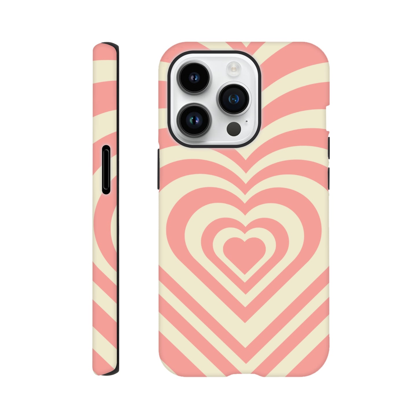 Pink and cream heart pattern tough phone case