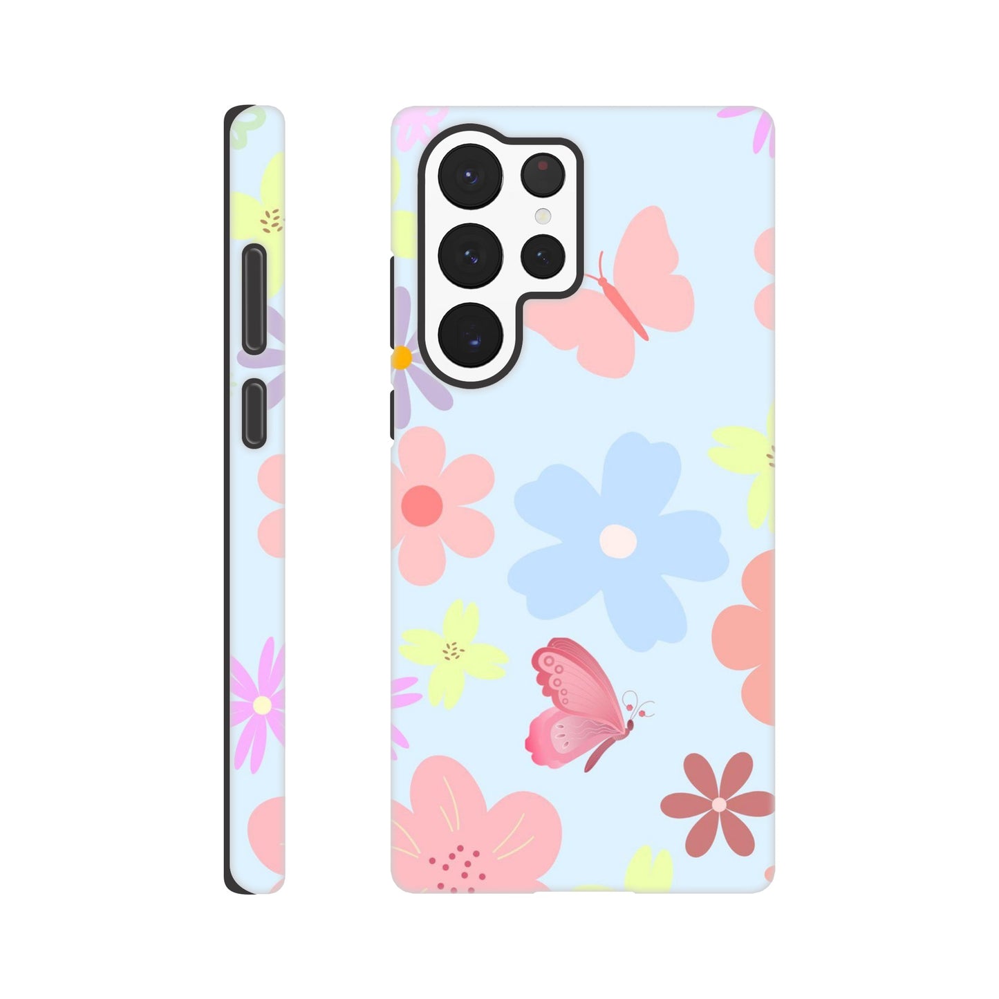 Butterfly Blossom tough case side view showcasing vibrant design