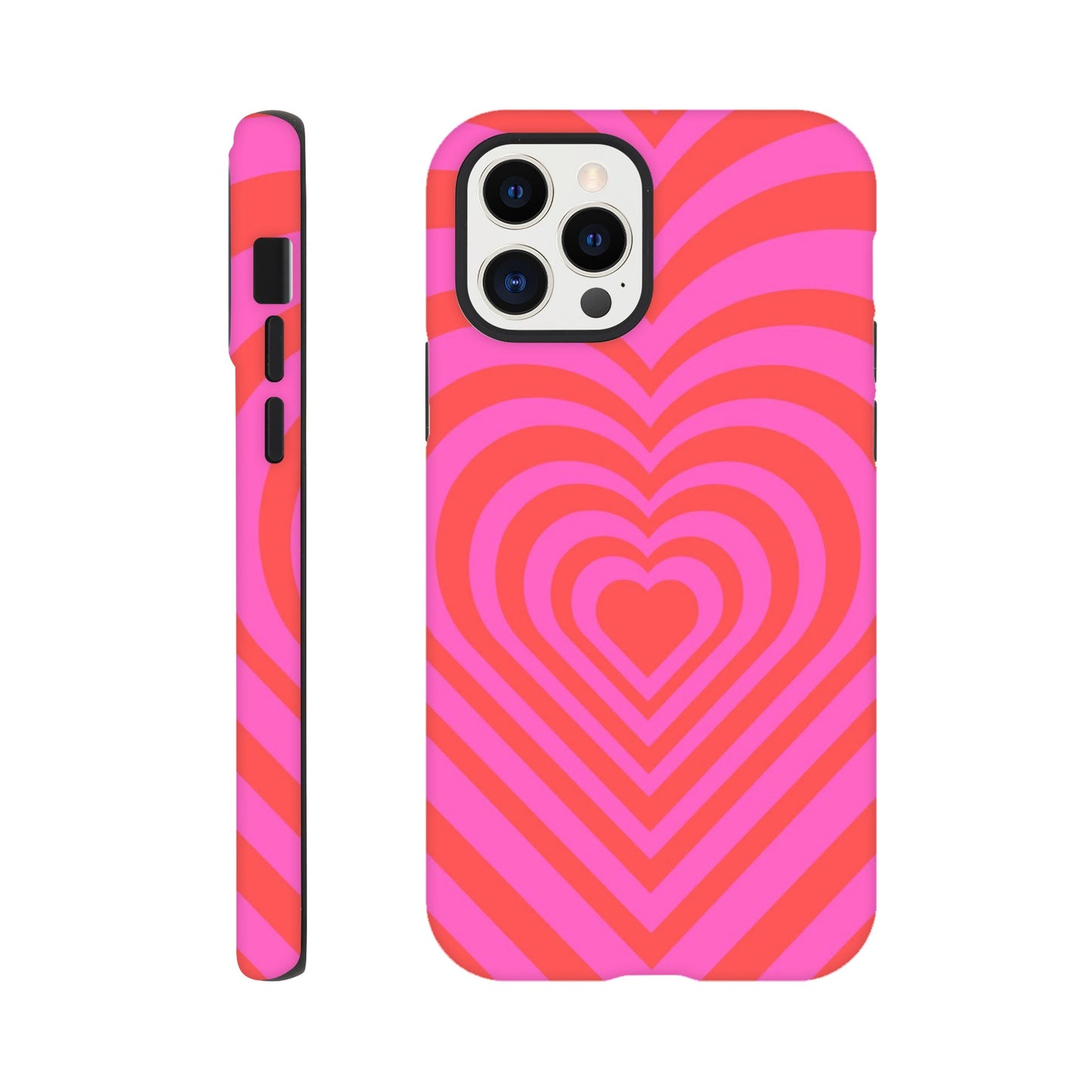 Heartbeat Hues - Pink tough case side view showcasing colorful design