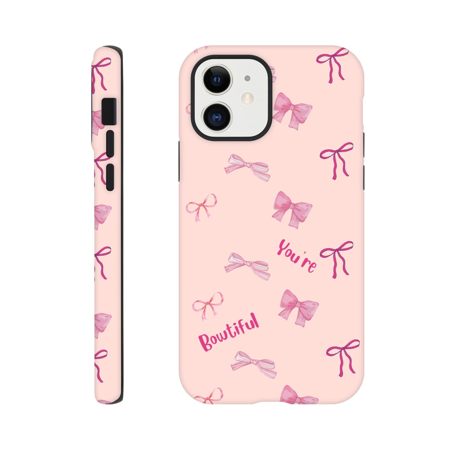 Bowtiful Bliss tough case side view showcasing vibrant design