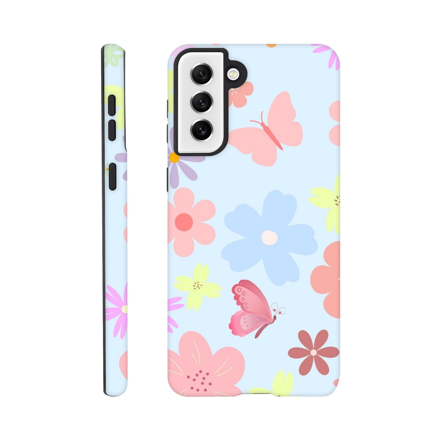 Butterfly Blossom tough case side view showcasing vibrant design