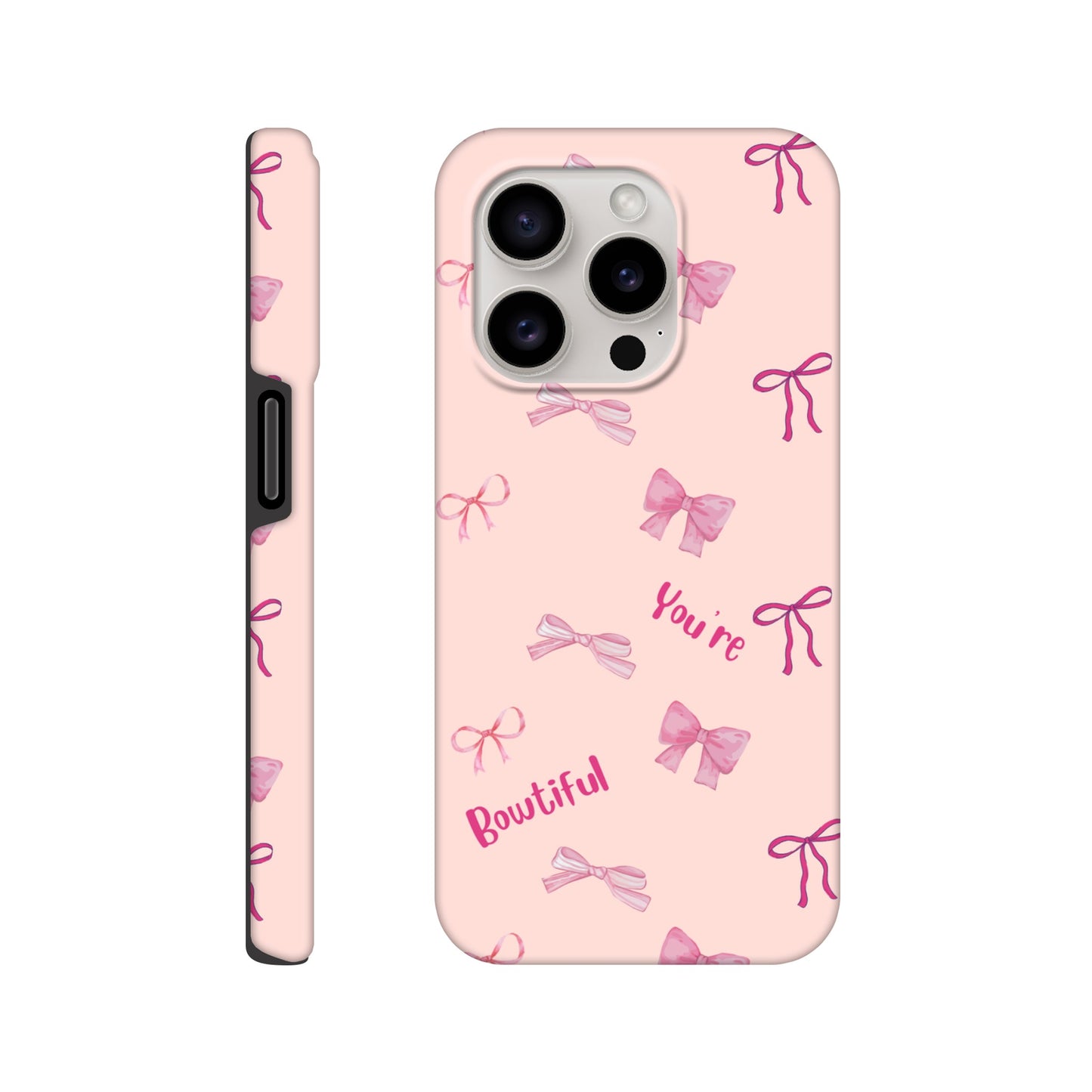 Bowtiful Bliss tough case side view showcasing vibrant design