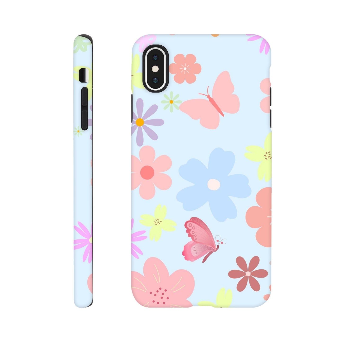 Butterfly Blossom tough case side view showcasing vibrant design