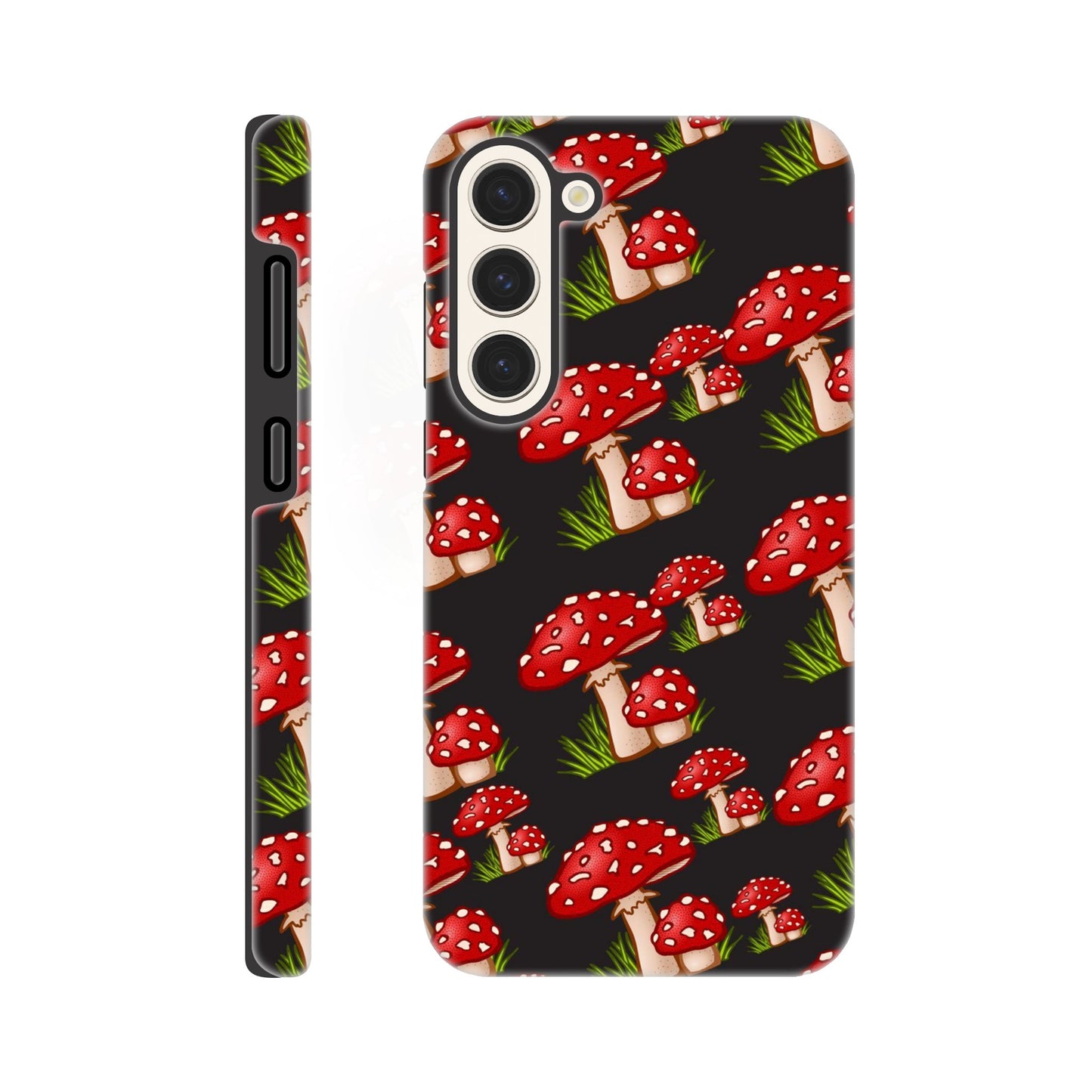 Fungi Fantasy tough case side view showcasing colorful mushroom design