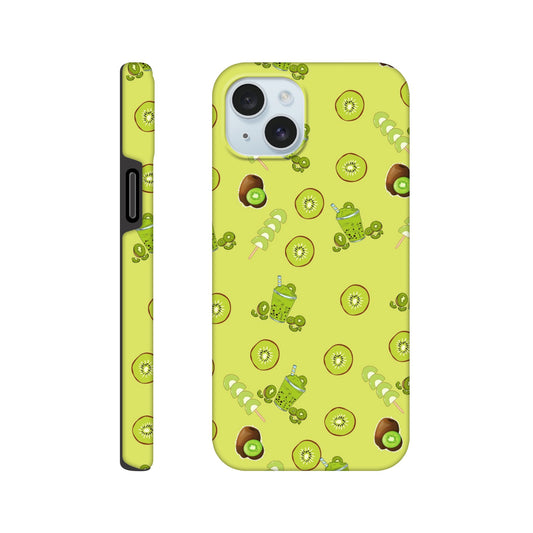 Kiwi Kicks tough phone case with playful kiwi pattern front view