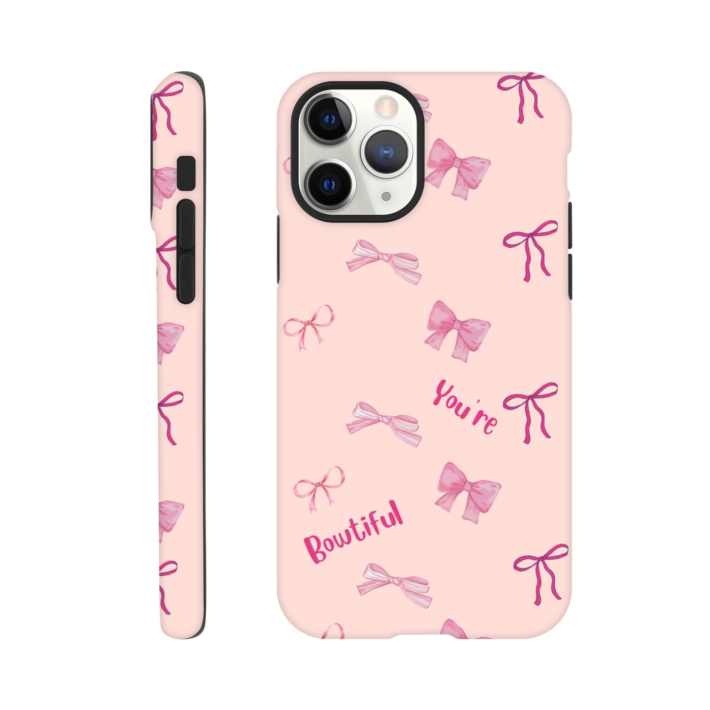 Bowtiful Bliss tough case side view showcasing vibrant design