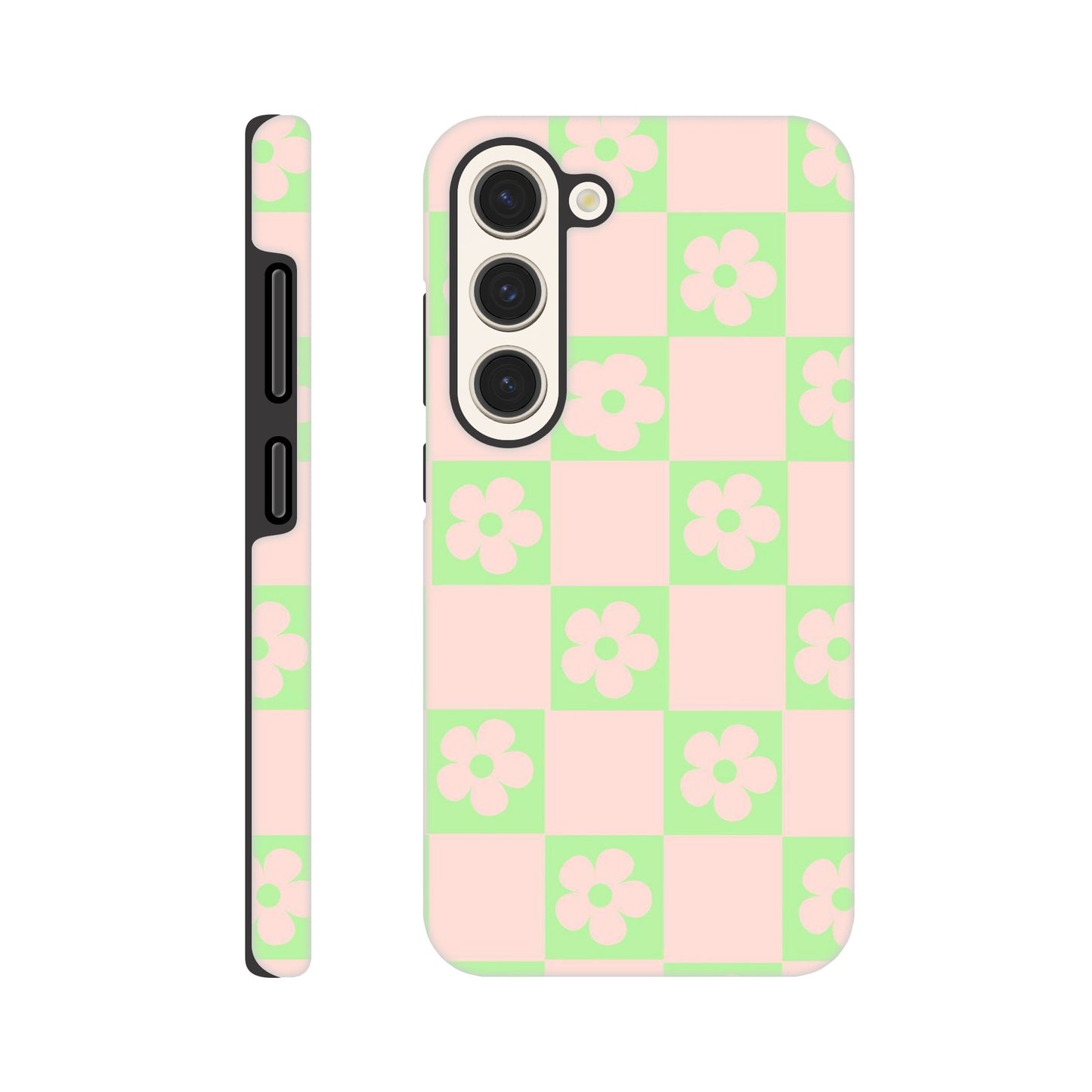 Garden Grids - Pastel phone case with colorful flower pattern
