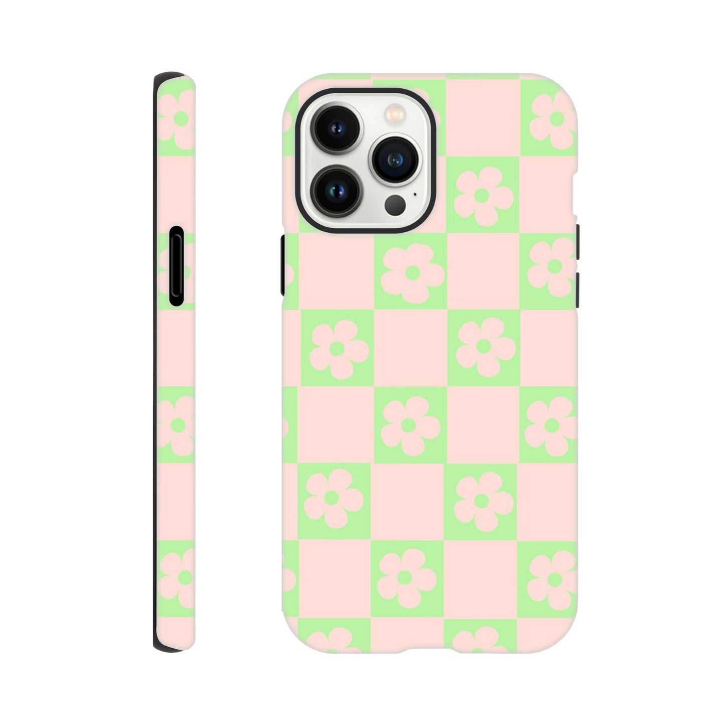 Garden Grids - Pastel phone case with colorful flower pattern
