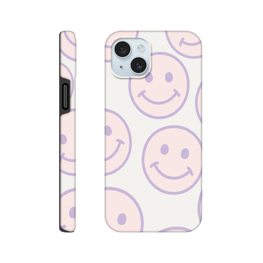 Smiley face tough phone case with dual-layer protection