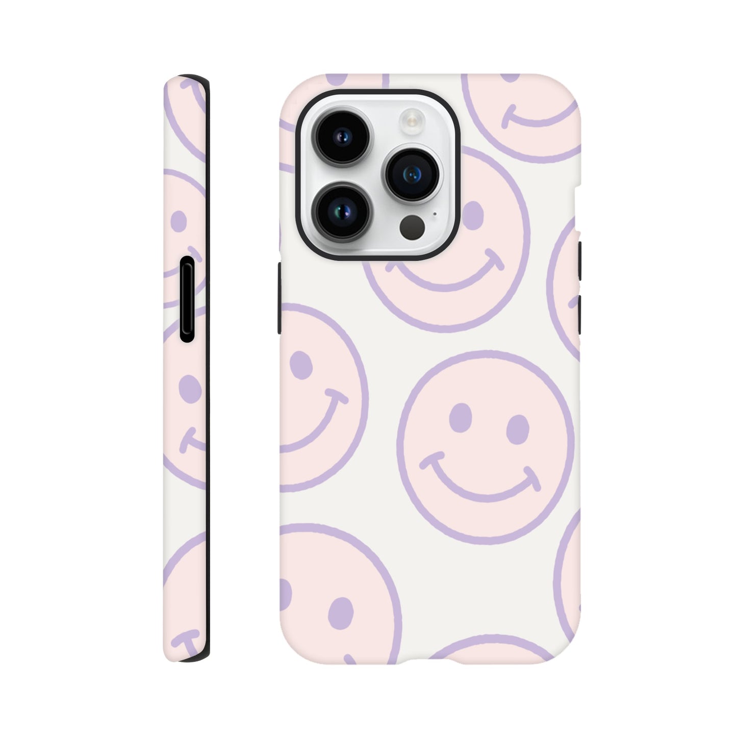 Dual-layer protection smiley phone case with wireless charging compatibility