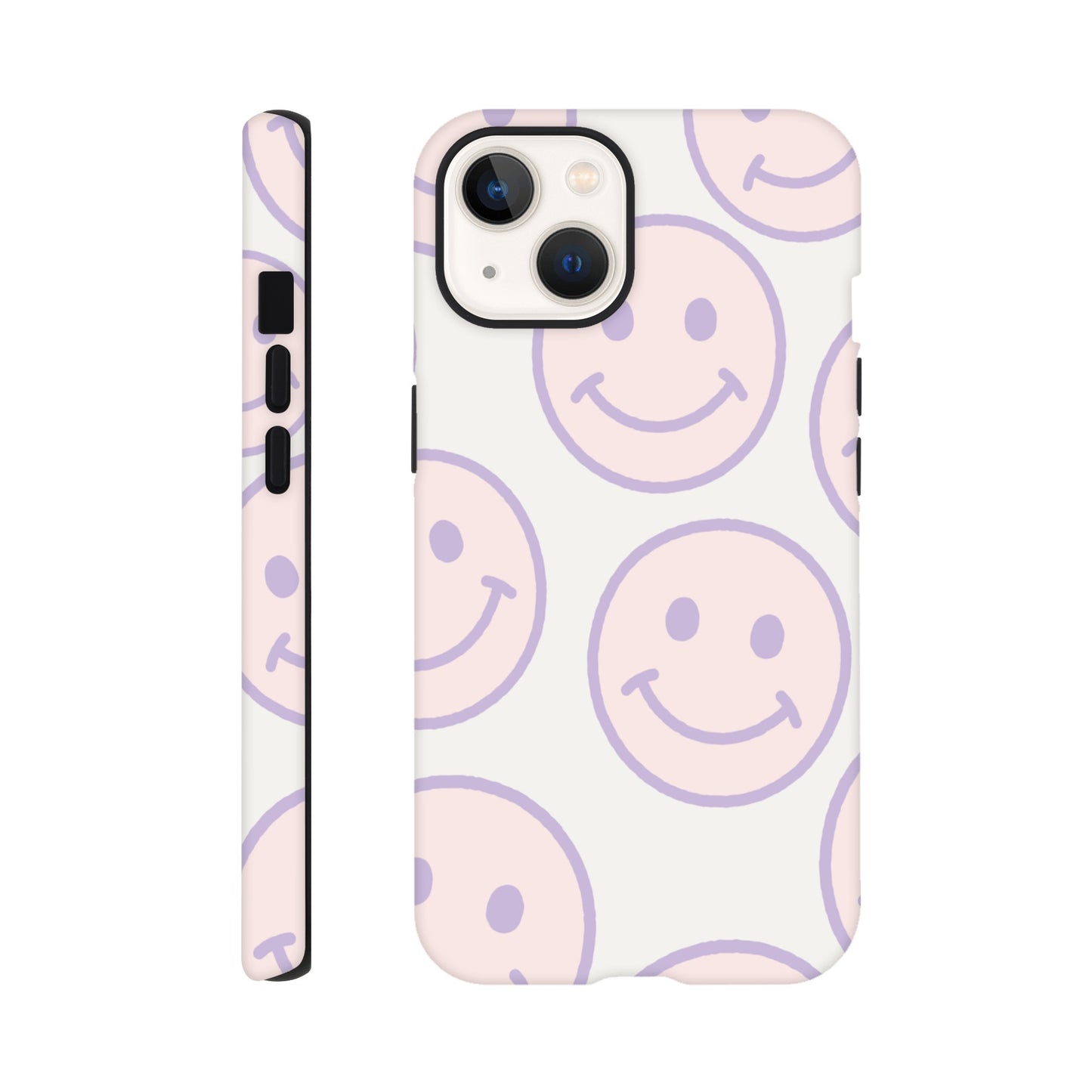 Dual-layer protection smiley phone case with wireless charging compatibility