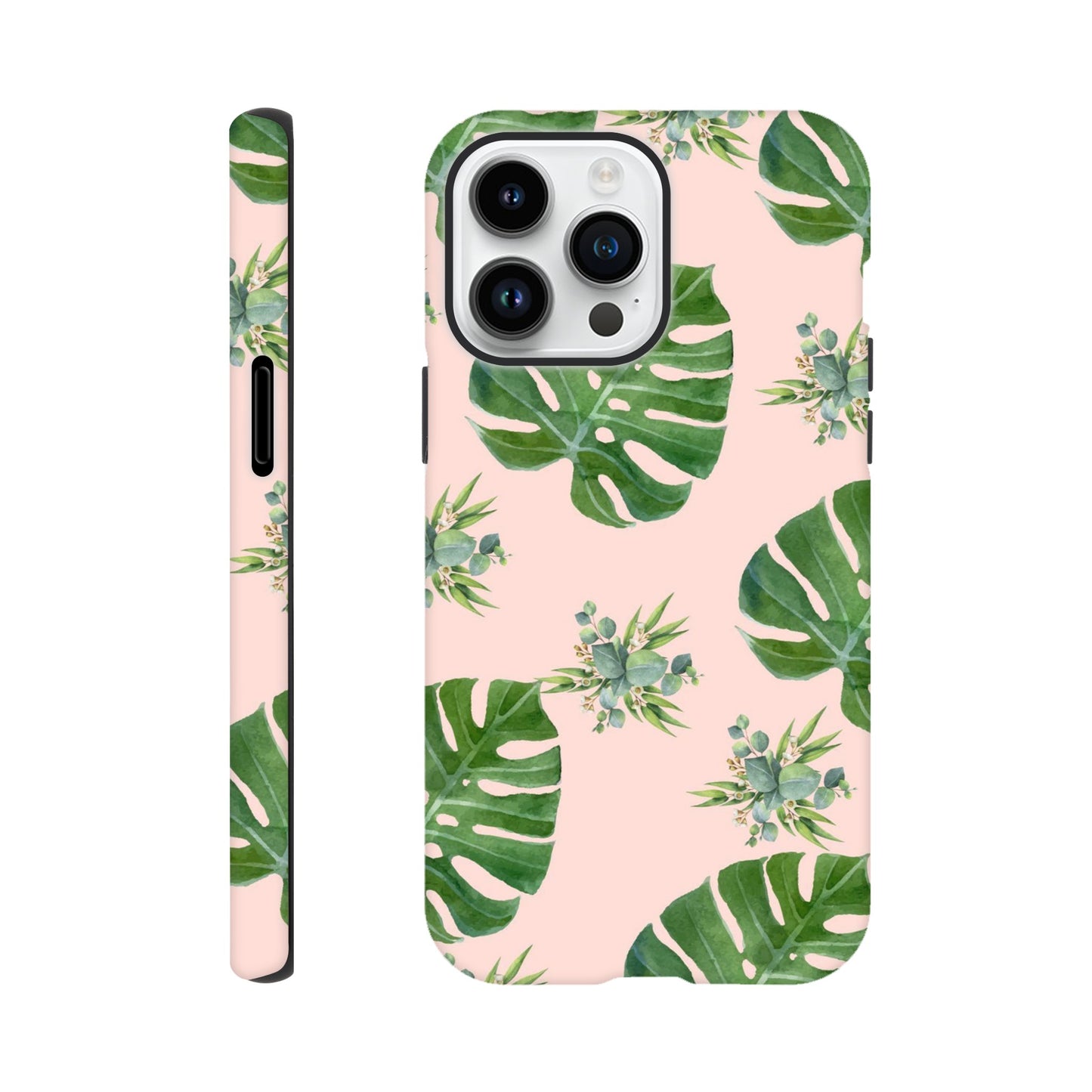 Leafy Lush tough phone case with tropical leaf pattern