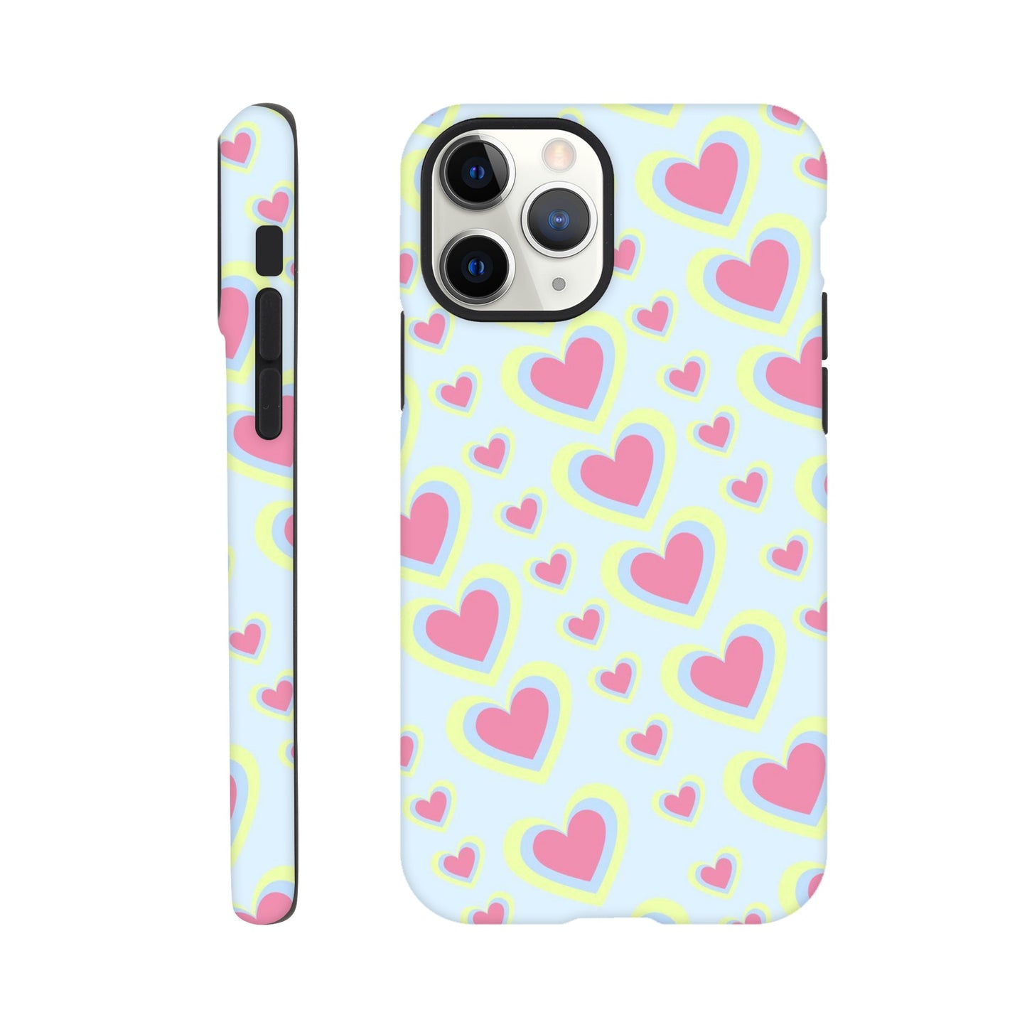 Love Layers tough phone case with playful heart pattern