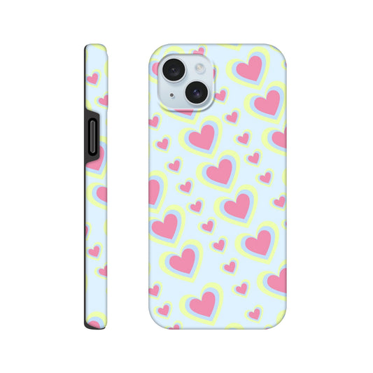 Love Layers tough phone case with playful heart pattern